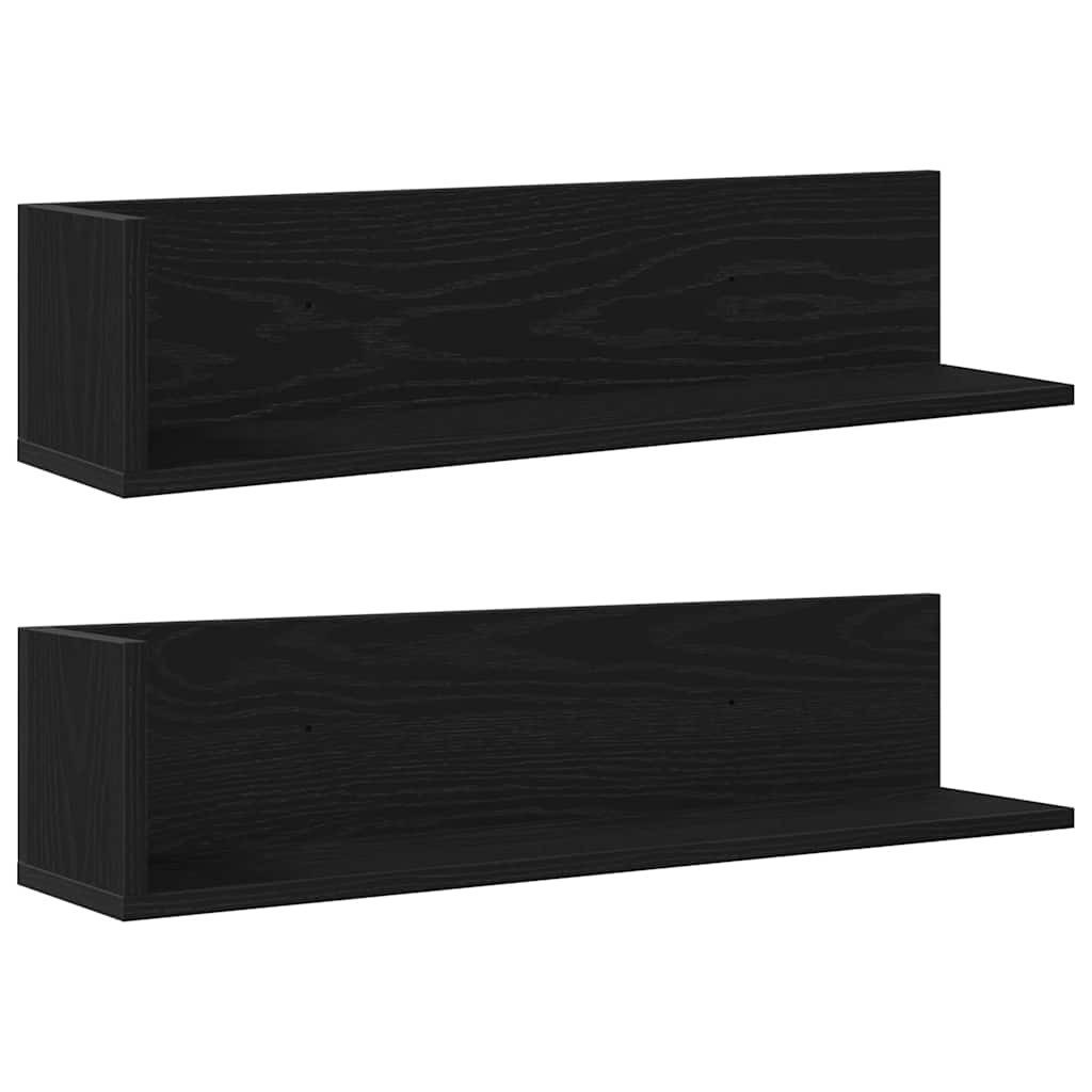 vidaXL Regal Wandregale 2 Stk. Schwarz 75x16,5x16,5 cm Holzwerkstoff, 1-tlg günstig online kaufen