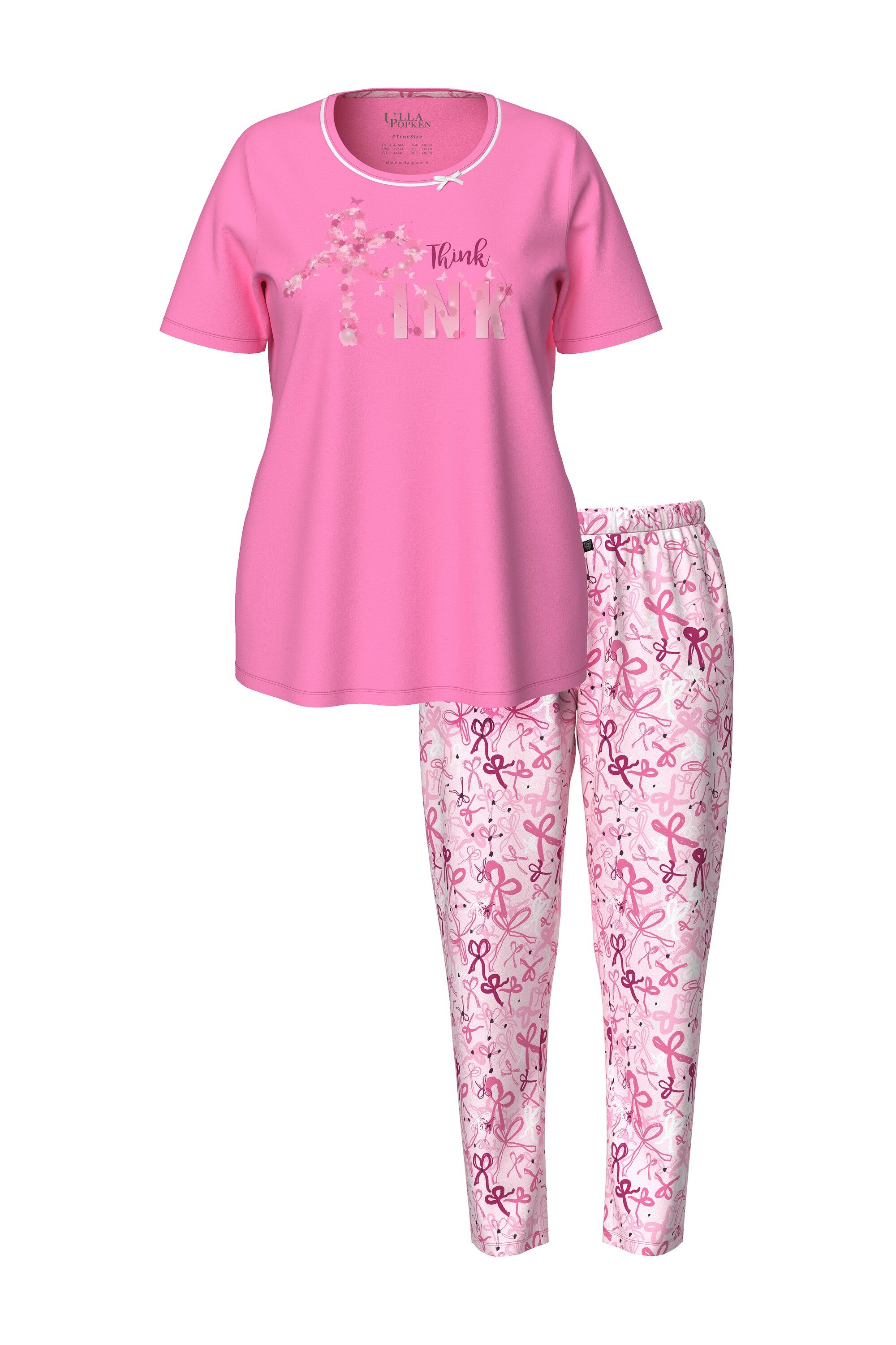 Ulla Popken Pyjama Pyjama Schleifen Rundhals günstig online kaufen
