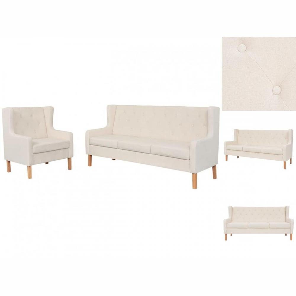 Stoff vidaXL Sofa-Set Sofa Cremeweiß 2-tlg