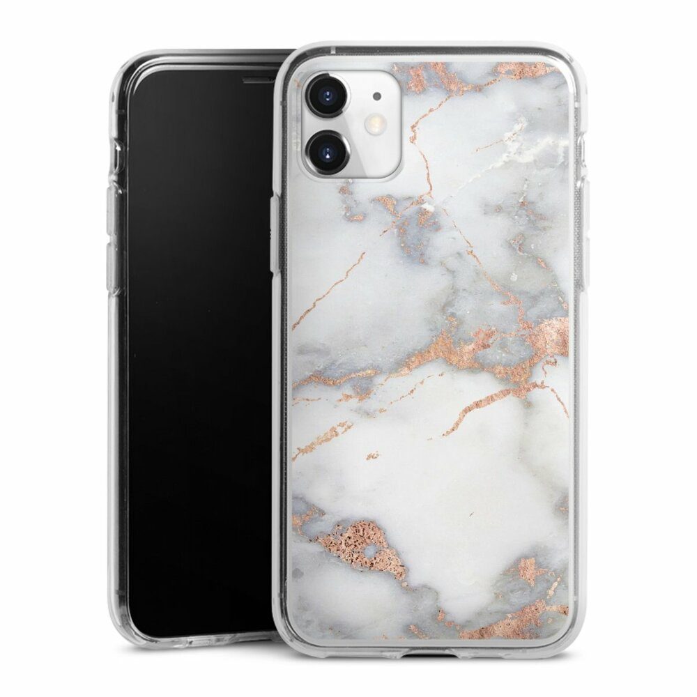 DeinDesign Handyhülle Gold Marmor Glitzer Look White and Golden Marble Look, Apple iPhone 11 Silikon Hülle Bumper Case Handy Schutzhülle