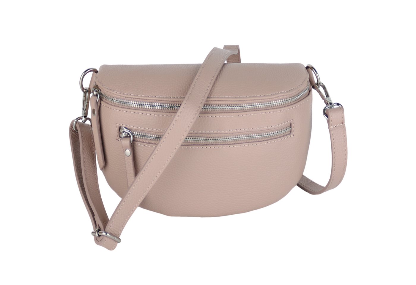 MIRROSI Bauchtasche Damen, Echtleder, Leder, Made in Italy, Umhängetasche, Brusttasche, (Schultertasche für jeden Anlass (1 Tasche & 1 Gurt), Mit zwei Reißverschlüssen), Crossbody Bag, verstellbaren Schulterriemen, Zwei Größen zur Auswahl