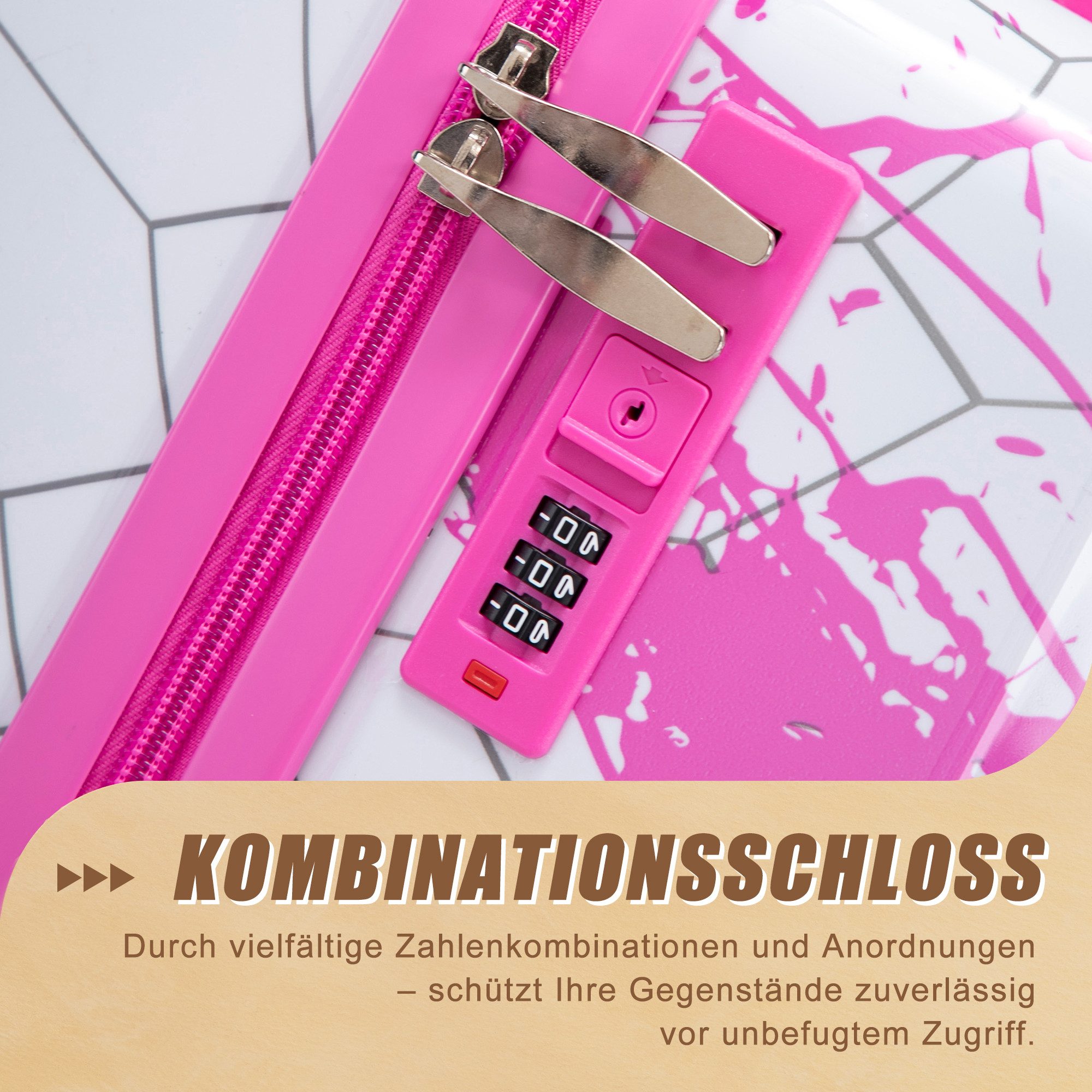 i@home Koffer 20‑Zoll‑PC‑Spinner‑Rad‑Koffer, Handgepäck‑Koffer, mit bedrucktem Muster und Zahlenschloss