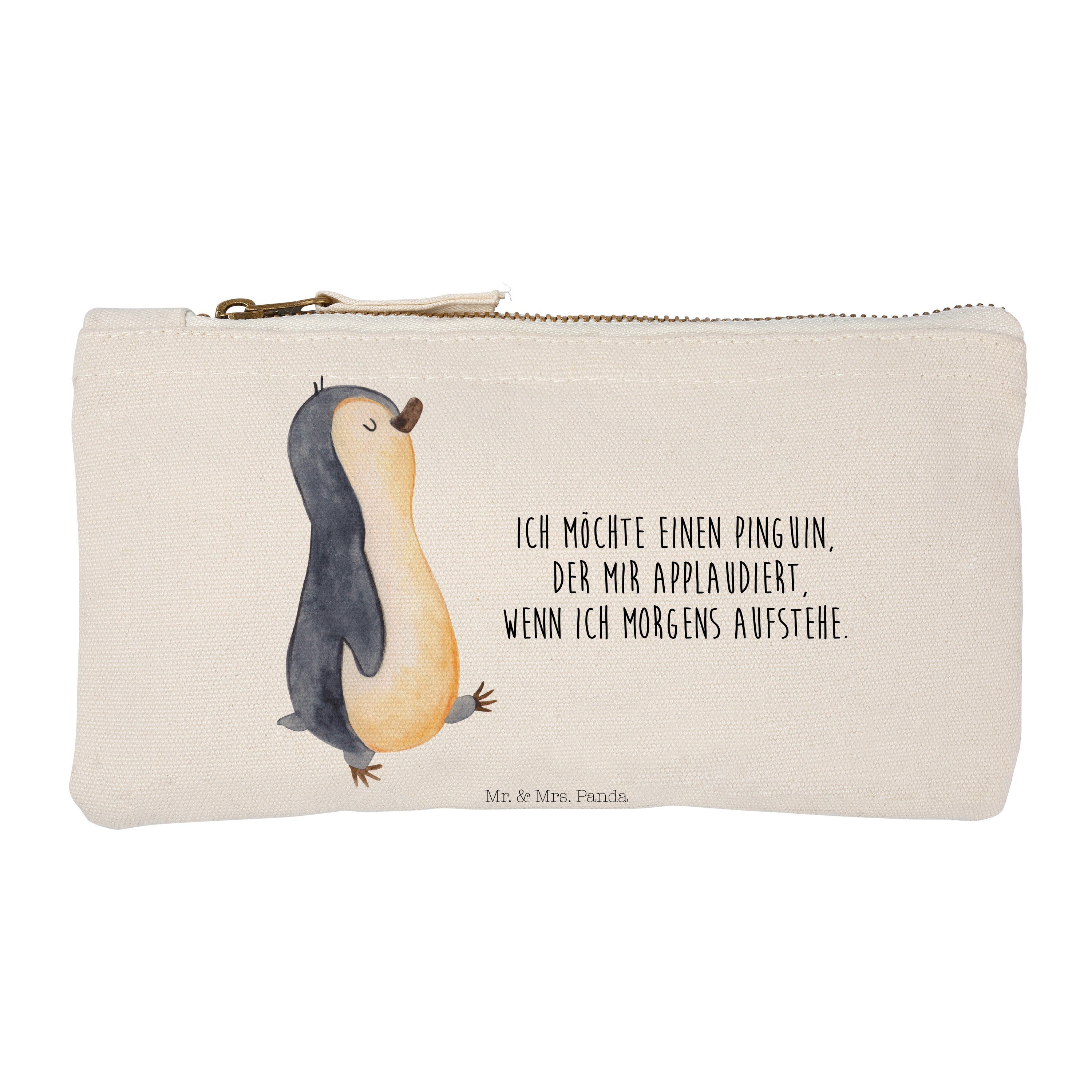 Mr. & Mrs. Panda Kosmetiktasche Pinguin marschierend - Weiß - Geschenk, Federmappe, Schminktasche kle (1-tlg)
