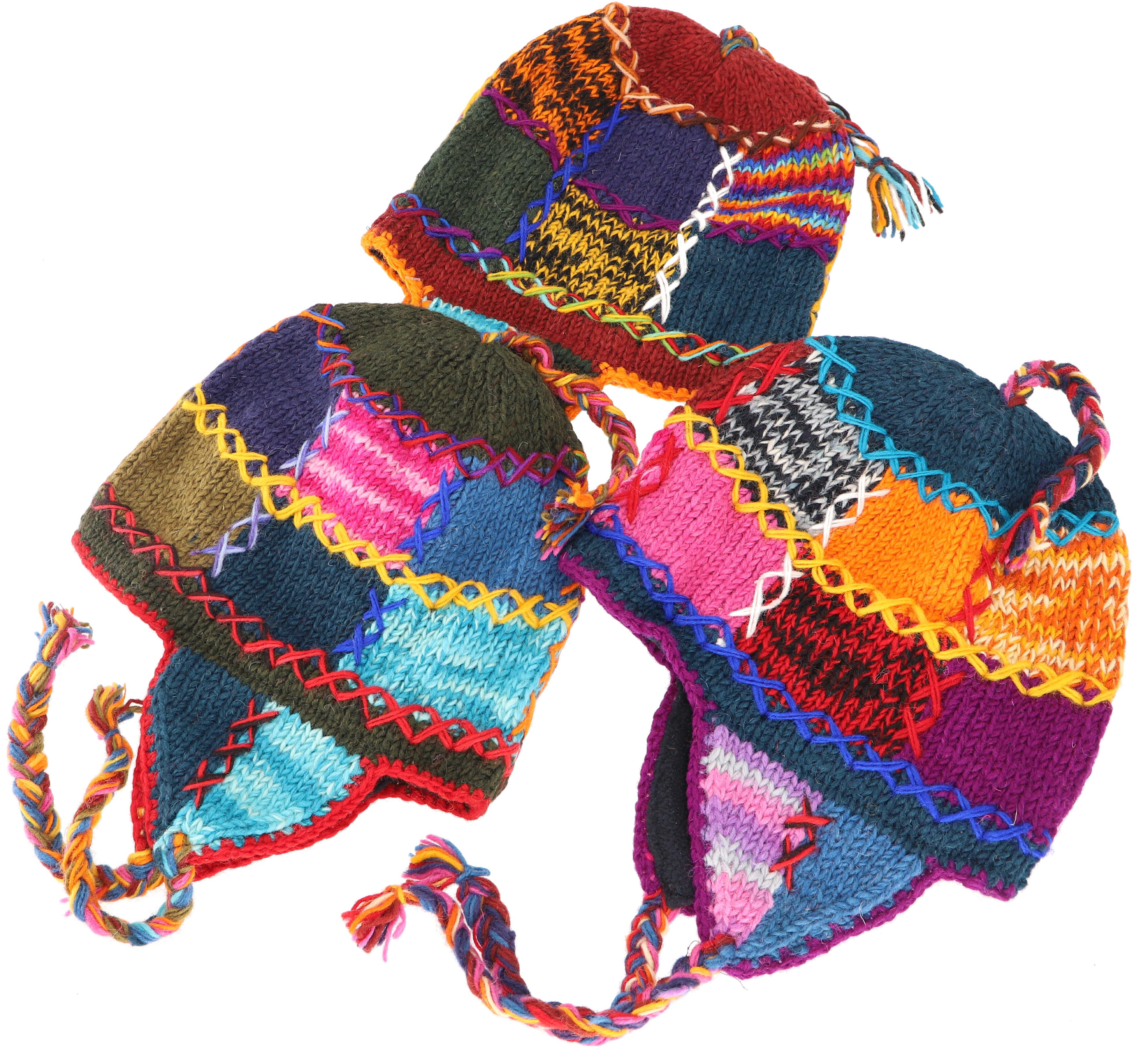 Guru-Shop Strickmütze Wollmütze mit Ohrenklappen, Unikat günstig online kaufen