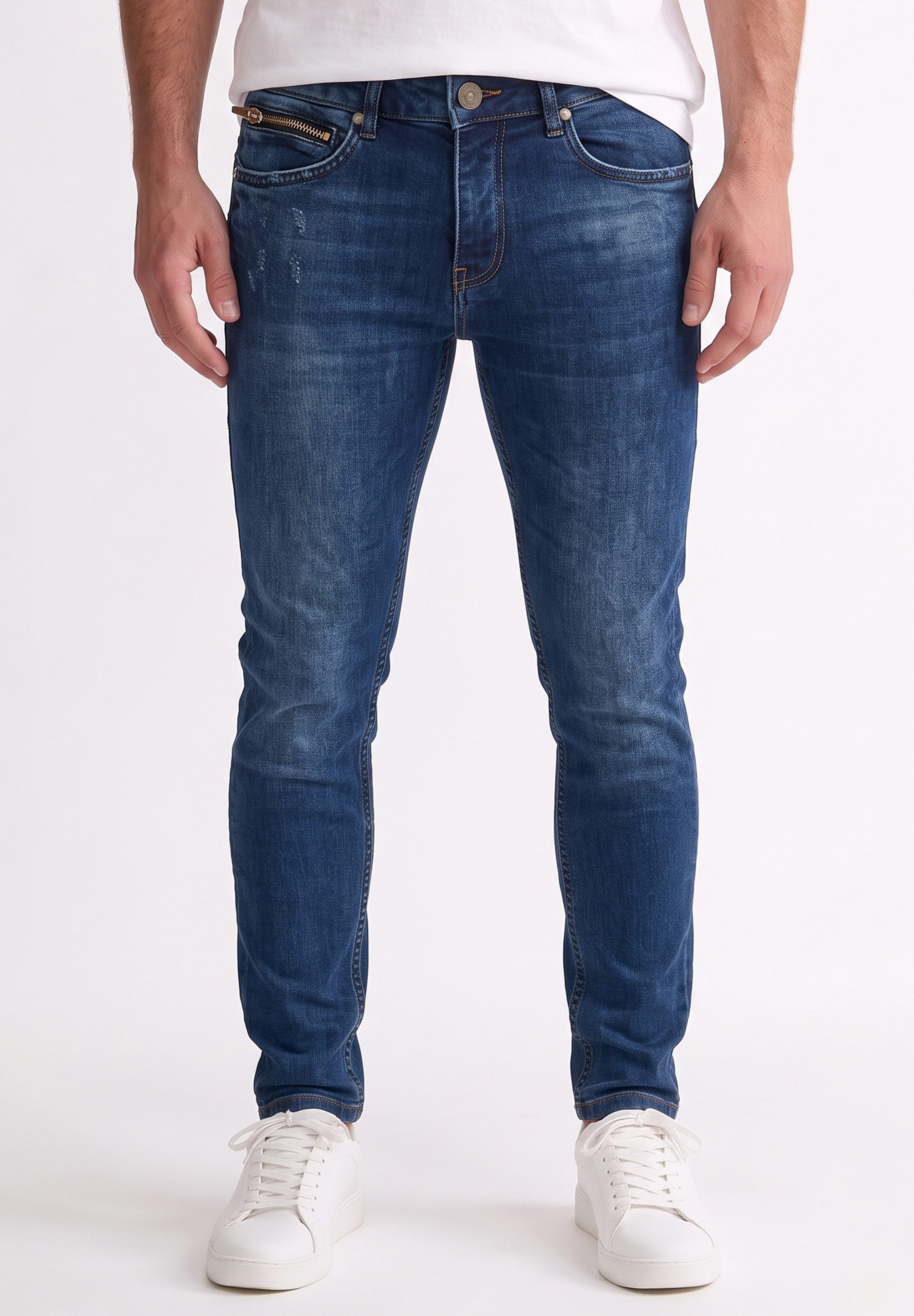 behype Skinny-fit-Jeans Hose mit dezenter Used-Waschung Herren Lange Hose mit Elasthan im Used Look