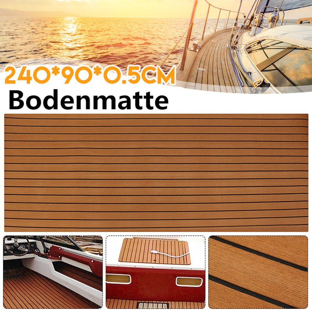 5mm Schaum 240x Bootsboden EVA Yacht (1-St., ELUTO Bodenbelag Fußboden, Teak Bodenmatte), 90cm Bodenmatte Selbstklebend Bodenbelag