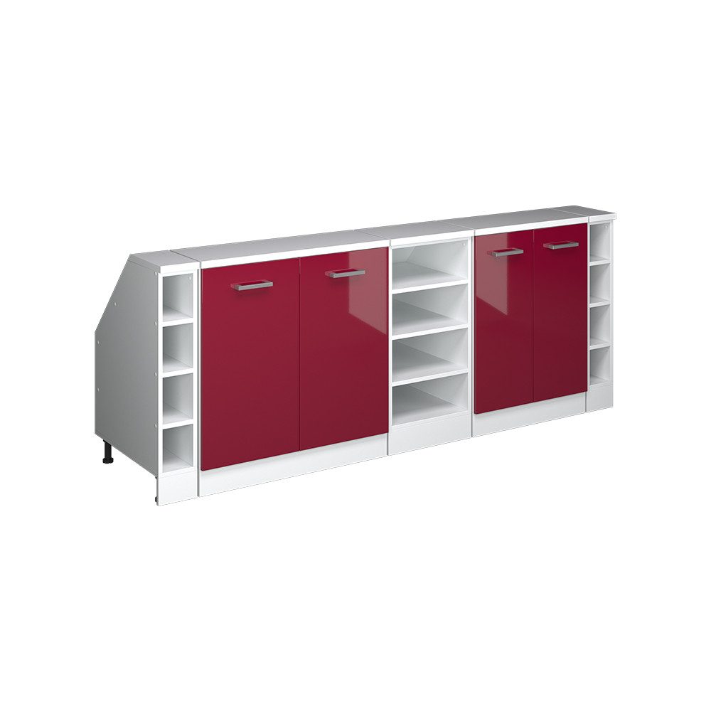 Vicco Kommode Rion, Rot Hochglanz/Weiß, 210 cm 5er Set Schrankkorpuss 60 cm Tiefe (5 St)