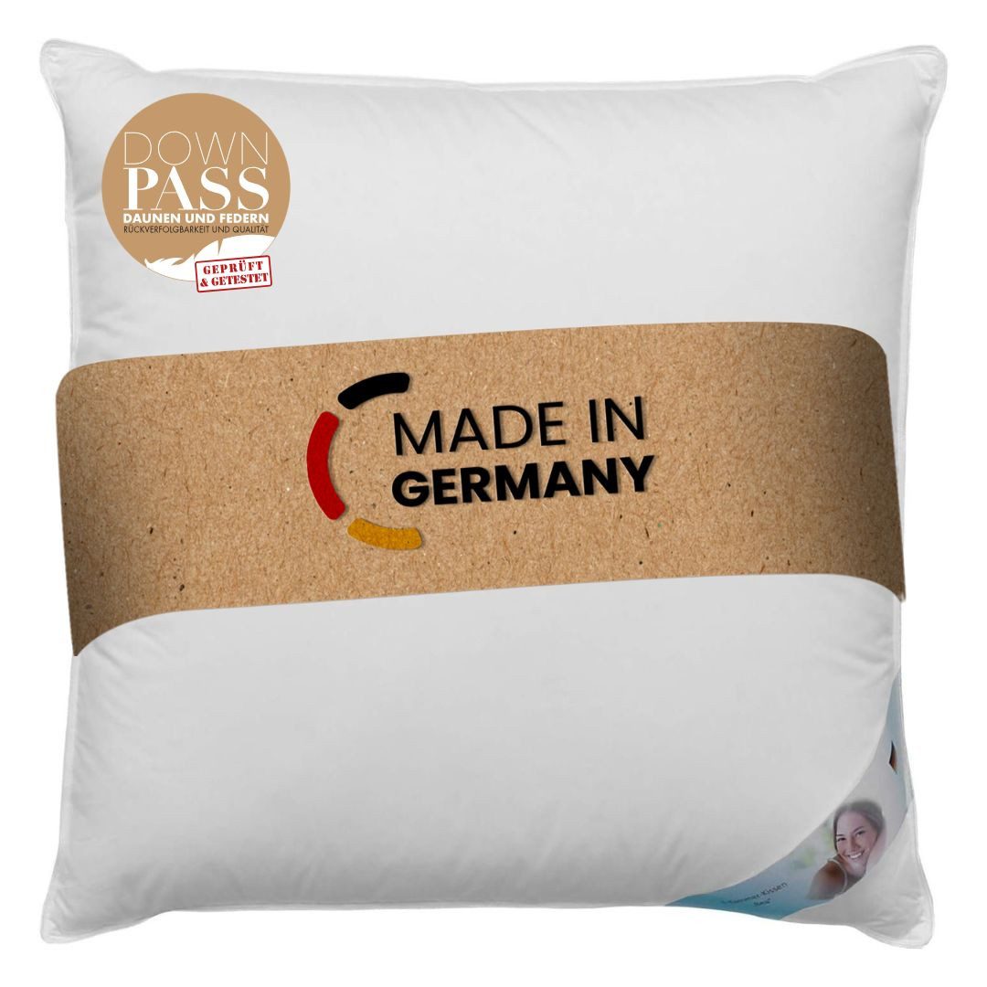Waidmeister 3-Kammer-Kopfkissen Dreikammerkissen - Kissen mit hochwertiger Federn & Daunen, Füllung: 50% Daunen/ 50% Federn, Drei Kammern
