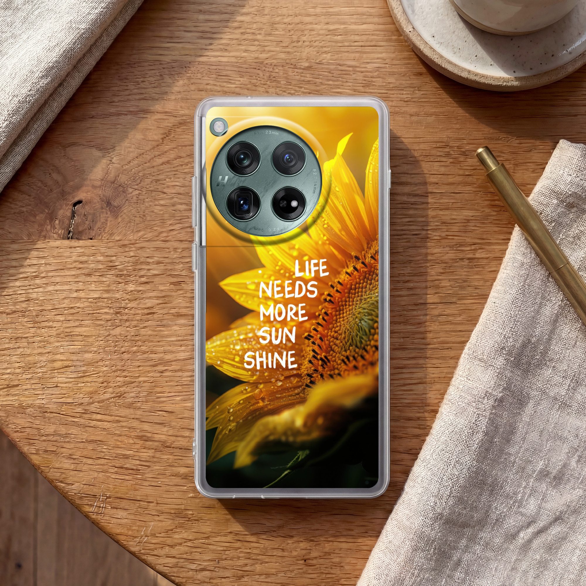 MuchoWow Handyhülle für OnePlus 12 Sonnenblume - Nahaufnahme - Gelb - Zitat, Handy Case, Silikon, Bumper Case Dünn