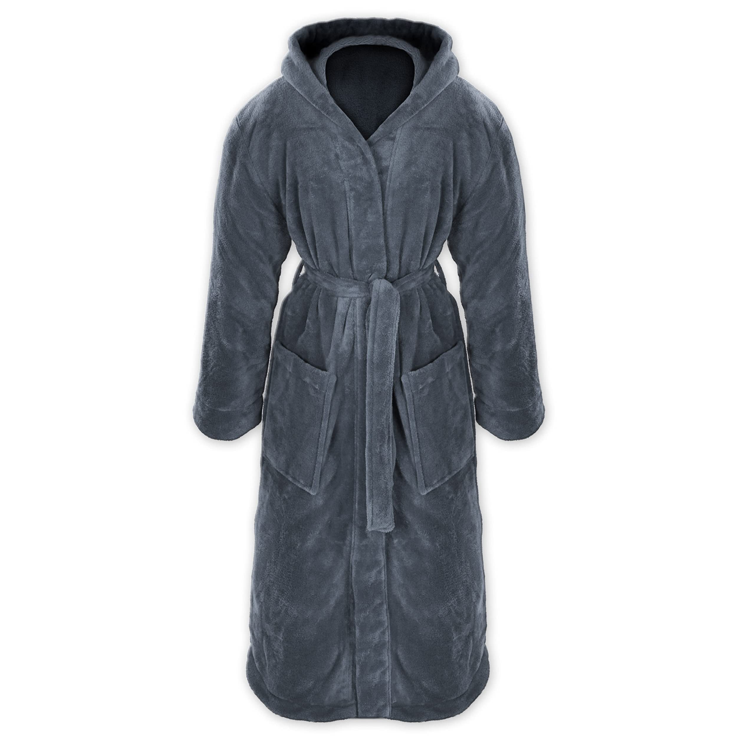 Unisex-Bademantel mit Kapuze für Damen und Herren aus kuscheligem Flanell-Fleece