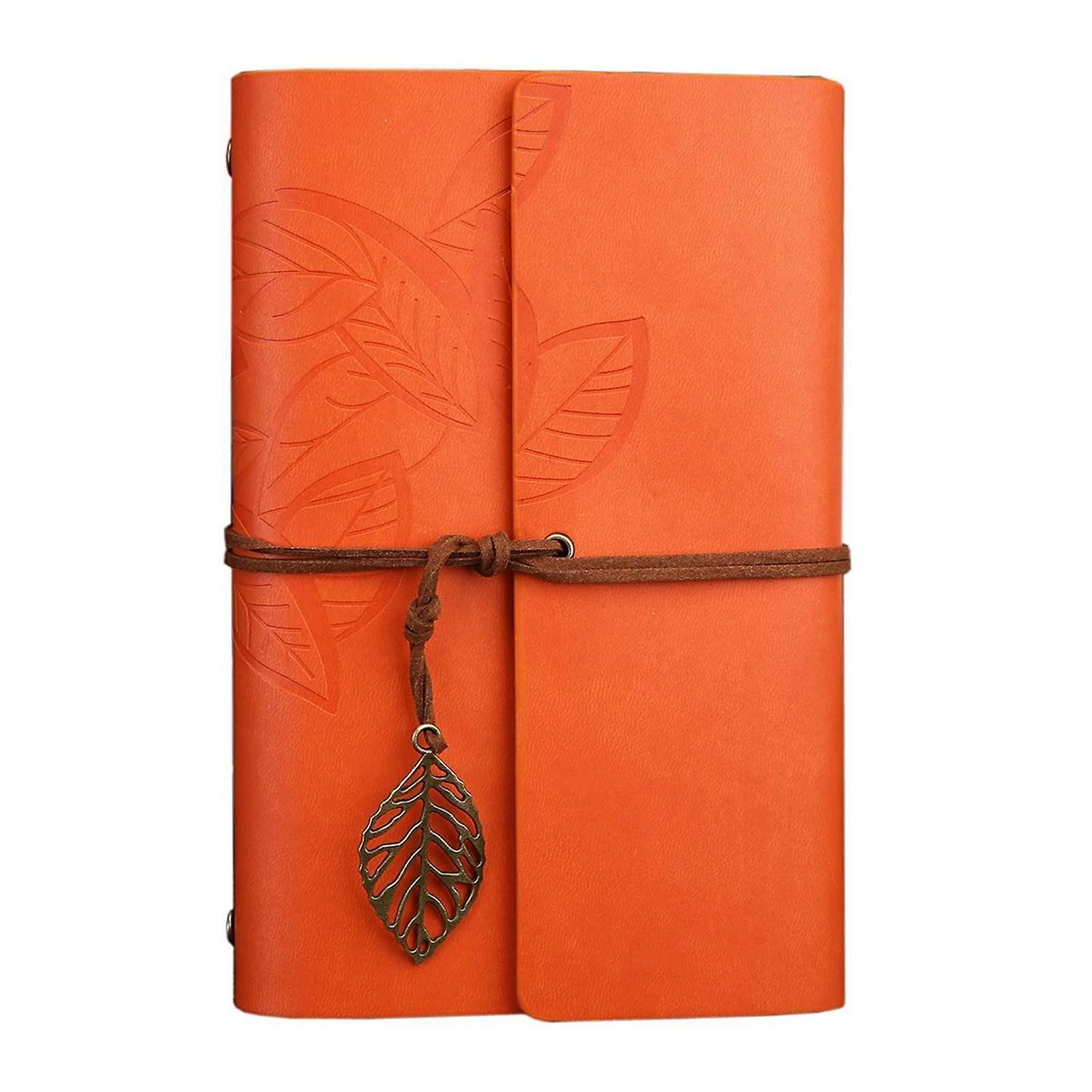 LuxusKollektion Reisetagebuch Notizbuch Retro Orange 165x220mm in Lederoptik