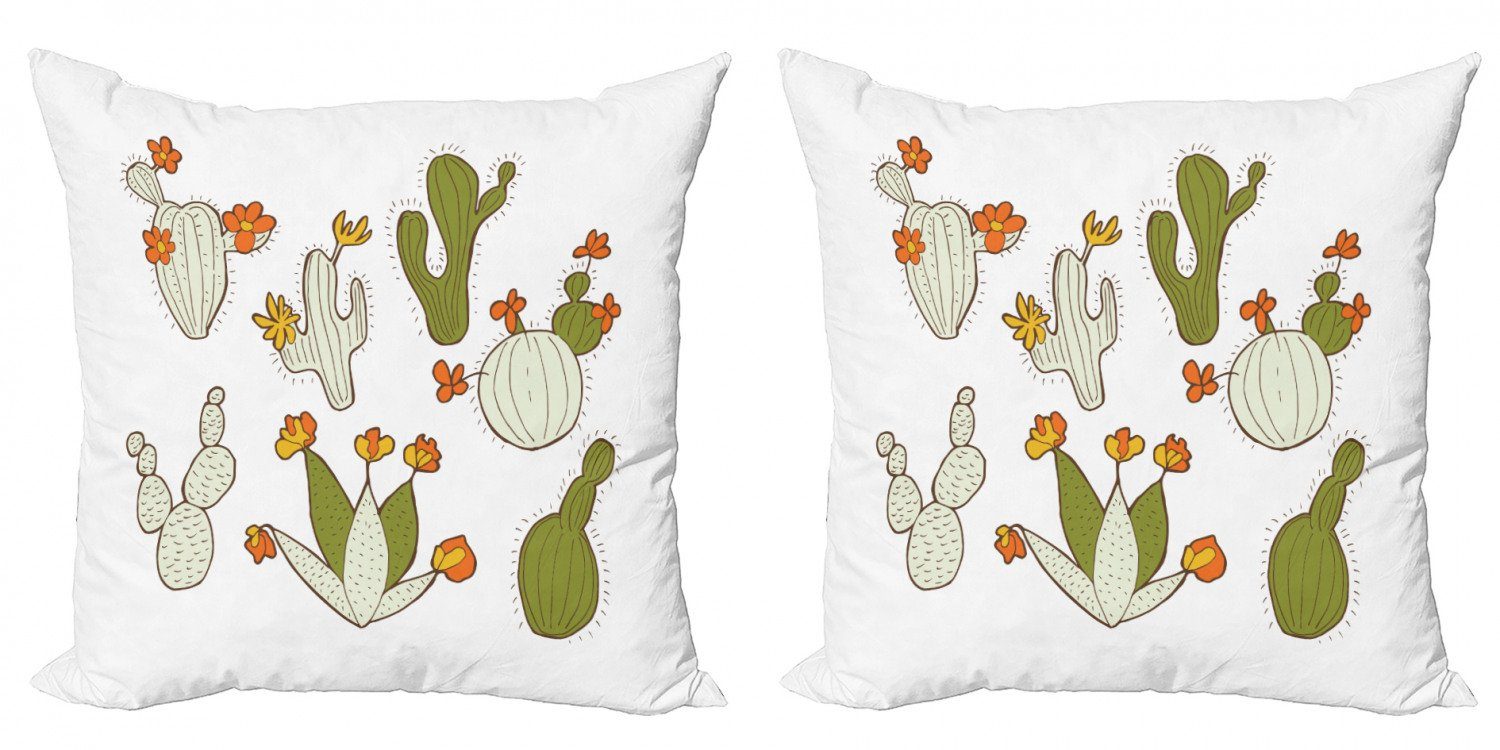 Kissenbezüge Modern Accent Doppelseitiger Digitaldruck, Abakuhaus (2 Stück), Kaktus Doodle Cacti Flora
