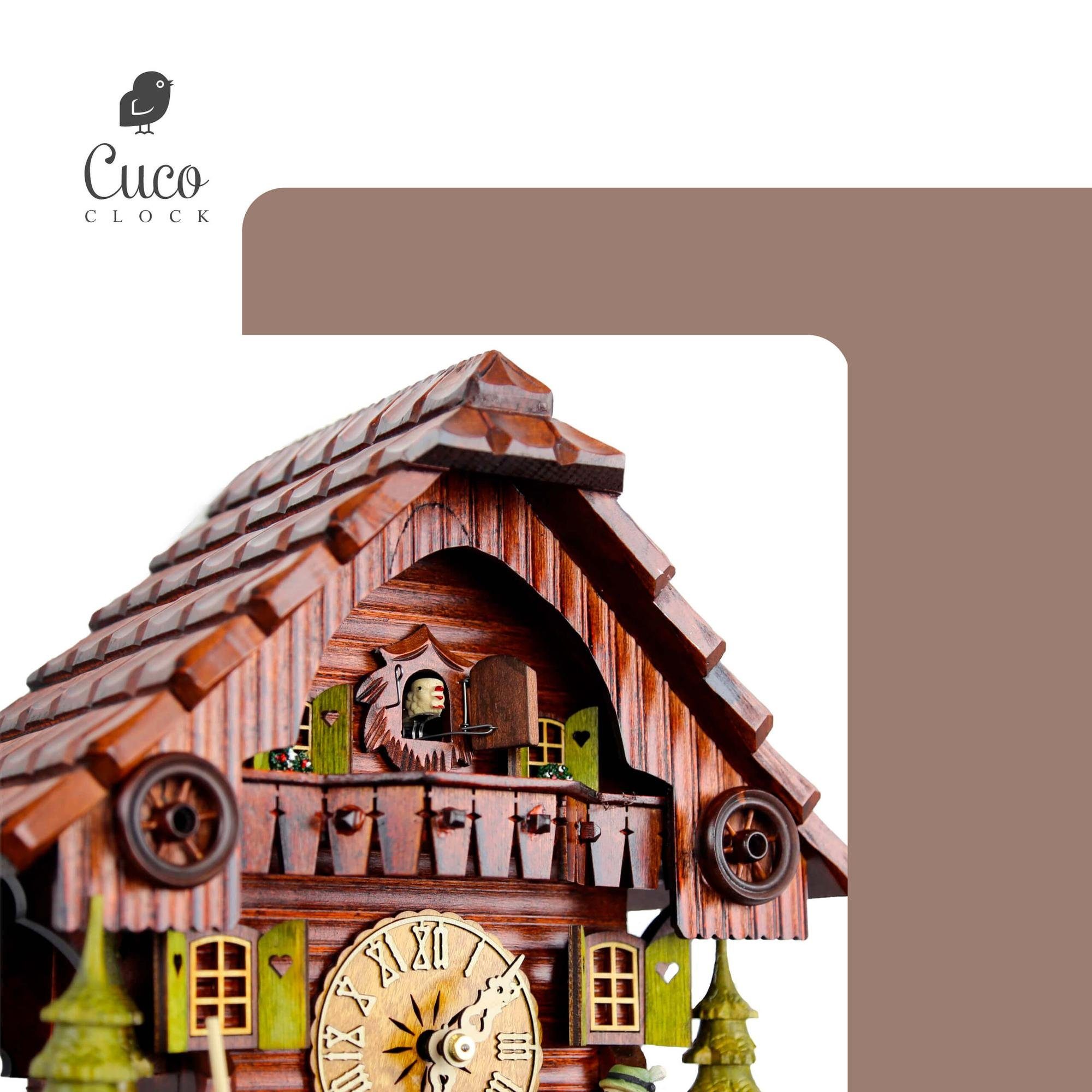 Werk, (19 aus Kuckucksuhr 30cm, 29 "Der Clock Cuco Wanduhr 8 manuelle Holz Pendelwanduhr Biertrinker" Schwarzwalduhr Nachtabschaltung) - x x Tage