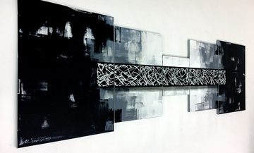 WandbilderXXL XXL-Wandbild Black Bridge 210 x 70 cm, Abstraktes Gemälde, handgemaltes Unikat