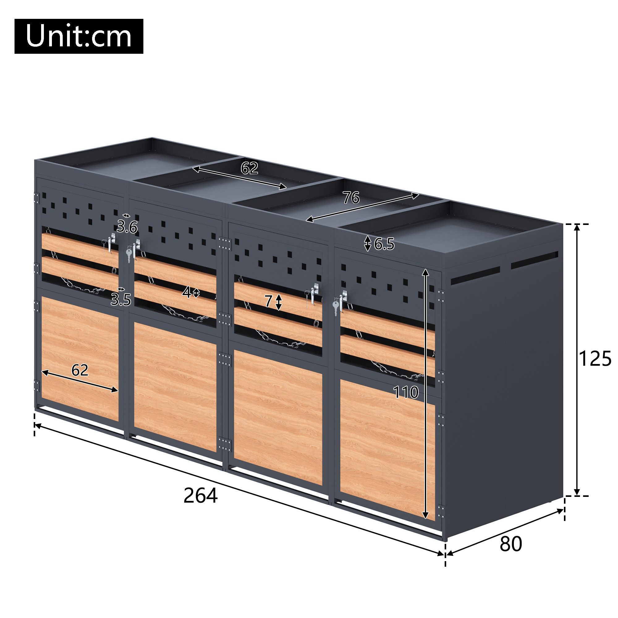 Celya Mülltonnenbox Abschließbar Müllcontainer mit Belüftungslöchern günstig online kaufen