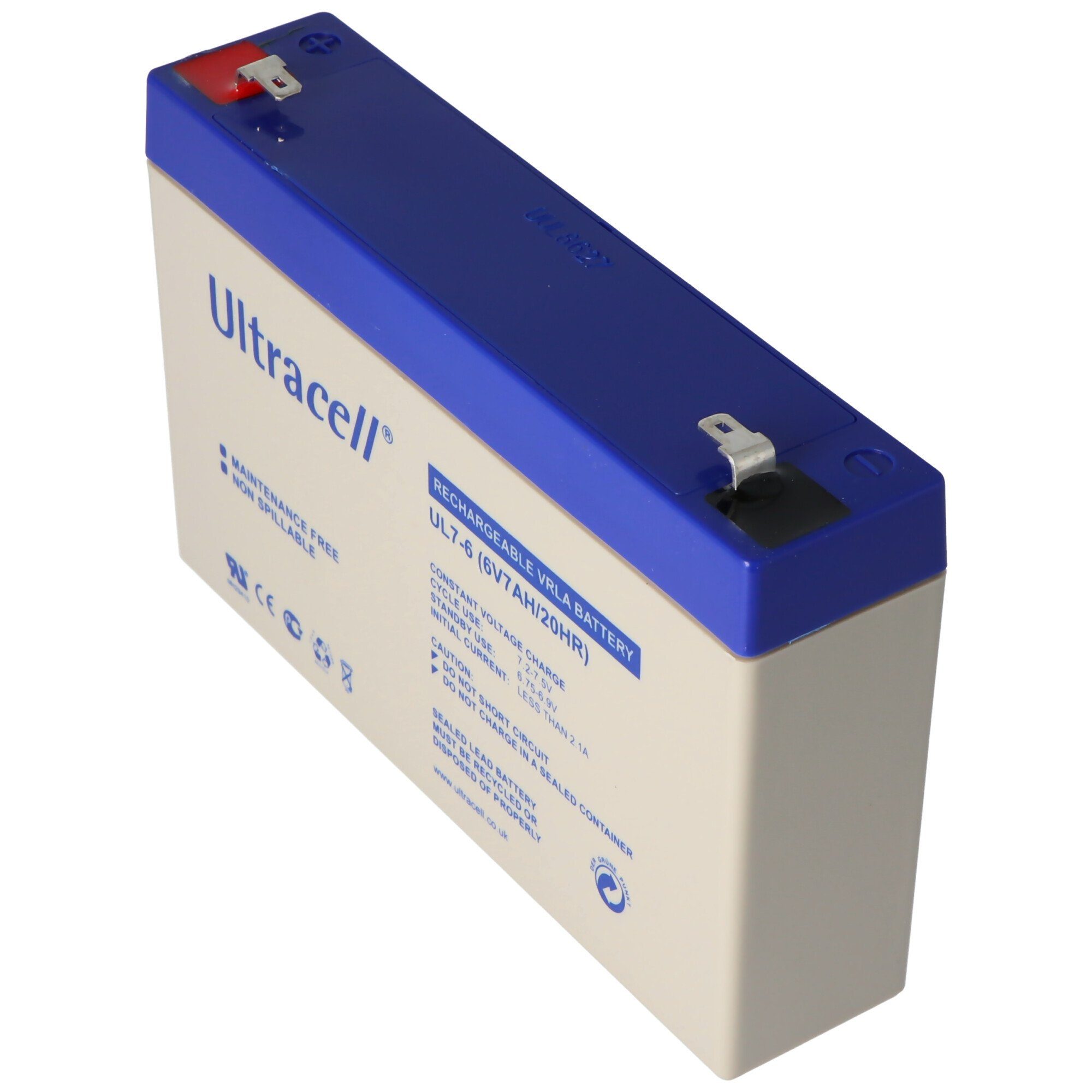 Ultracell Ultracell UL7-6 Blei Akku 6 Volt 7Ah mit Faston 4,8mm Kontakten Akku 7000 mAh (6,0 V)