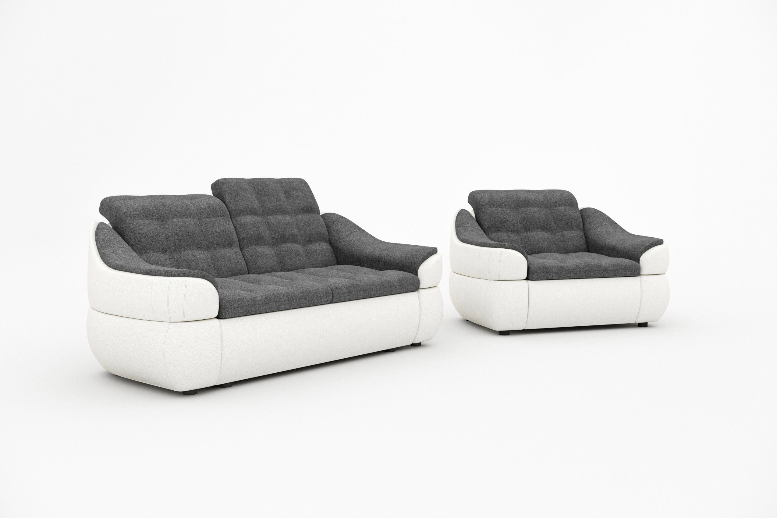 Stylefy (2-tlg), 2-Sitzer Alisa, und Sessel, (Set Polstergarnitur Modern Design bestehend Sofa aus