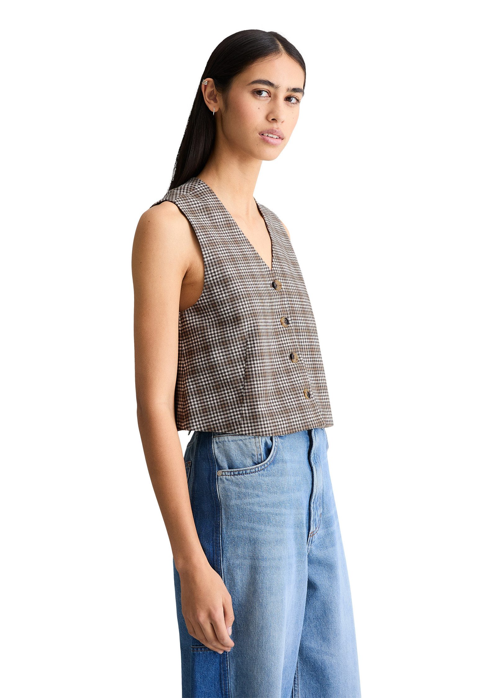 Marc O'Polo DENIM Kurzweste aus Organic Cotton-Leinen-Mix
