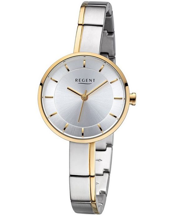 Regent Quarzuhr Regent Damen Uhr F-1152 Metall Armband-Uhr (Armbanduhr) Damen Armbanduhr rund Metallarmband silber gold