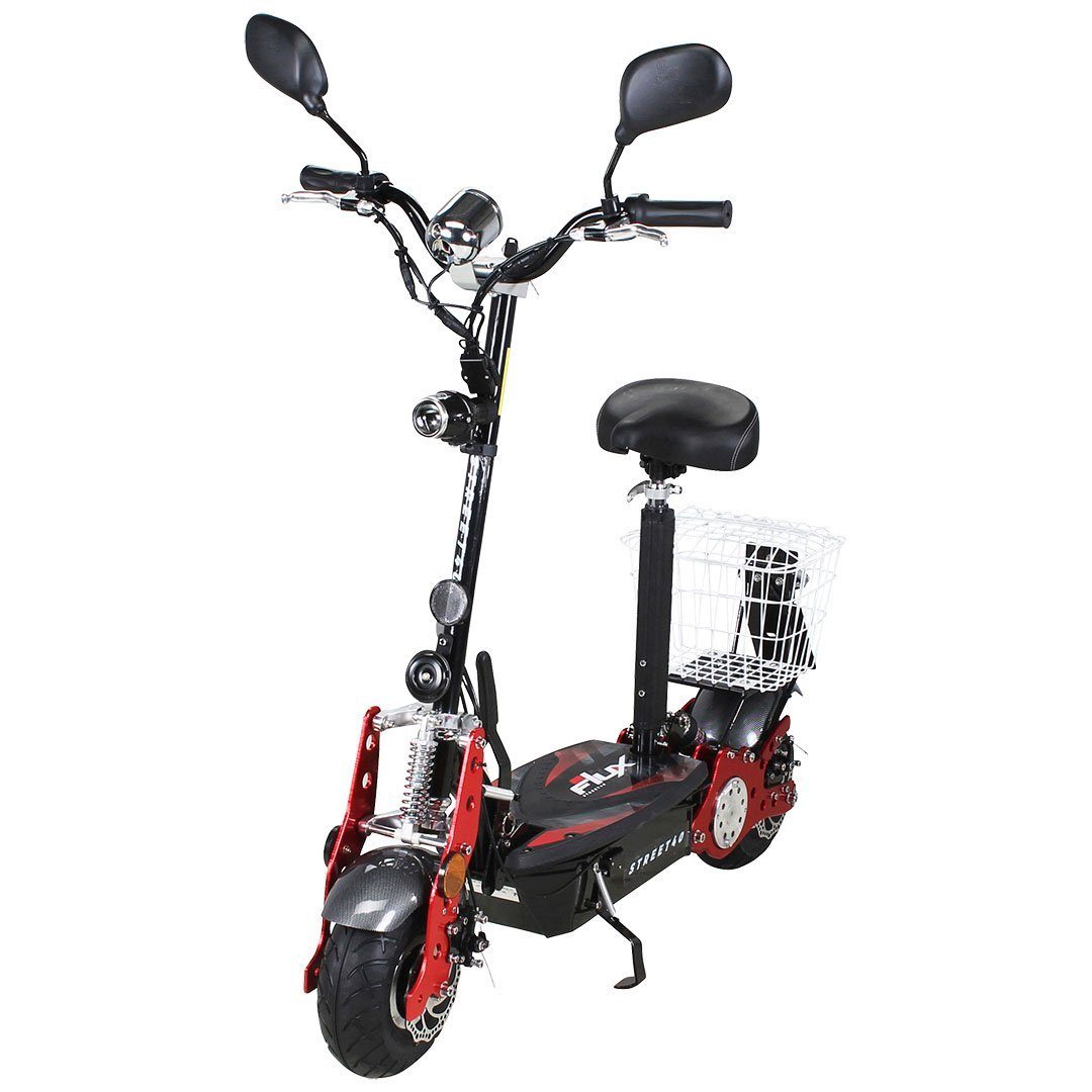 eFlux E-Scooter Street 40 Elektro Roller mit Straßenzulassung klappbar, 800,00 W, 35 km/h, (1 tlg), Скутери - bis 30 km Reichweite - Gepäckkorb - 36 Volt 12 Ah Akku