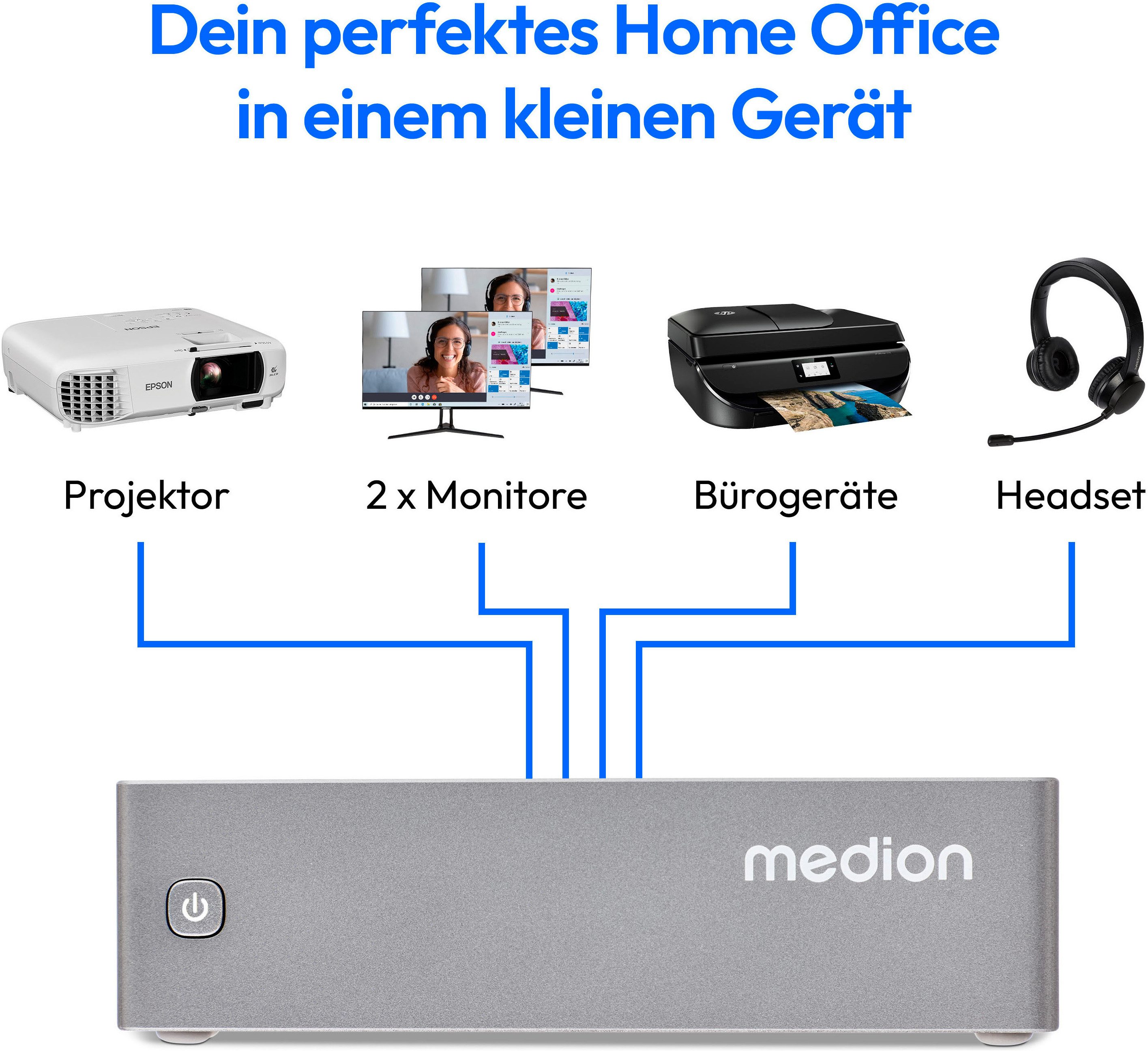 Medion® Mini S06e (MD35355) Mini-PC (Intel N 100 N100, Intel® UHD-Grafik, 4 GB RAM, 128 GB SSD, Luftkühlung)