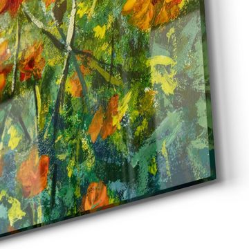 DEQORI Glasbild 'Blumenwiese im Monet-Stil', 'Blumenwiese im Monet-Stil', Glas Wandbild Bild schwebend modern