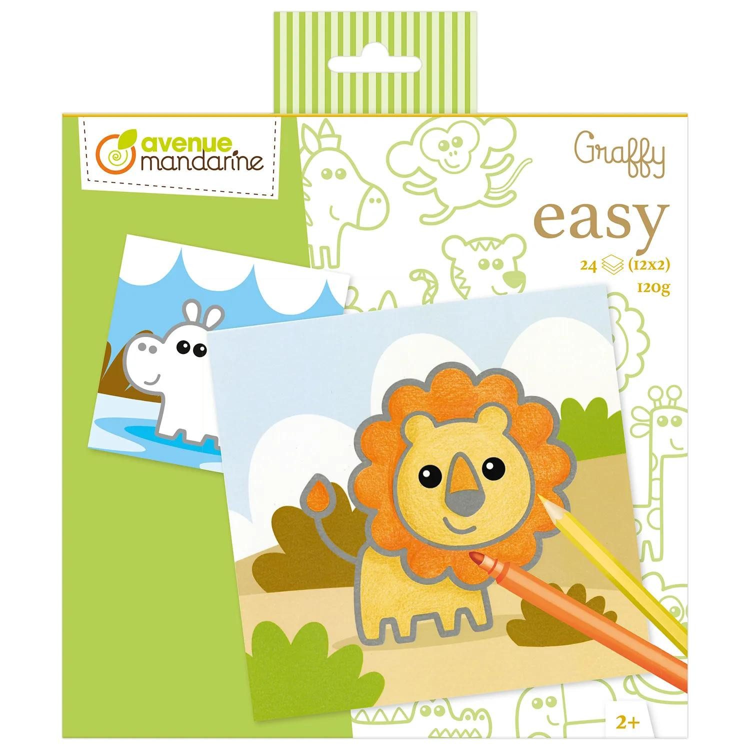Avenue Mandarine Malvorlage 5x Graffy Easy, Wildtiere - Grün GY139C, My Mandarine