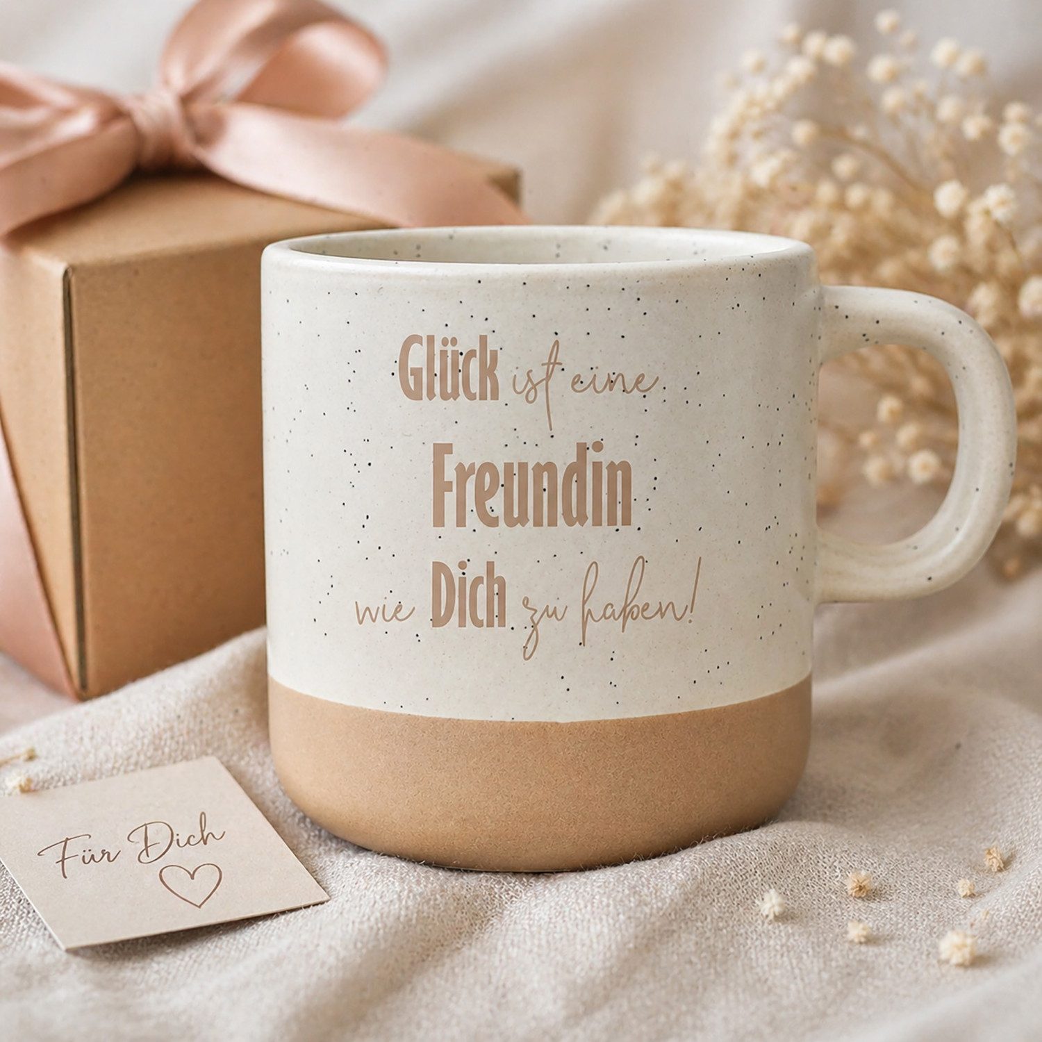 Camolo Tasse Kaffeetasse Steingut Glück ist eine Freundin ..., Keramik – Bild 5 von 5