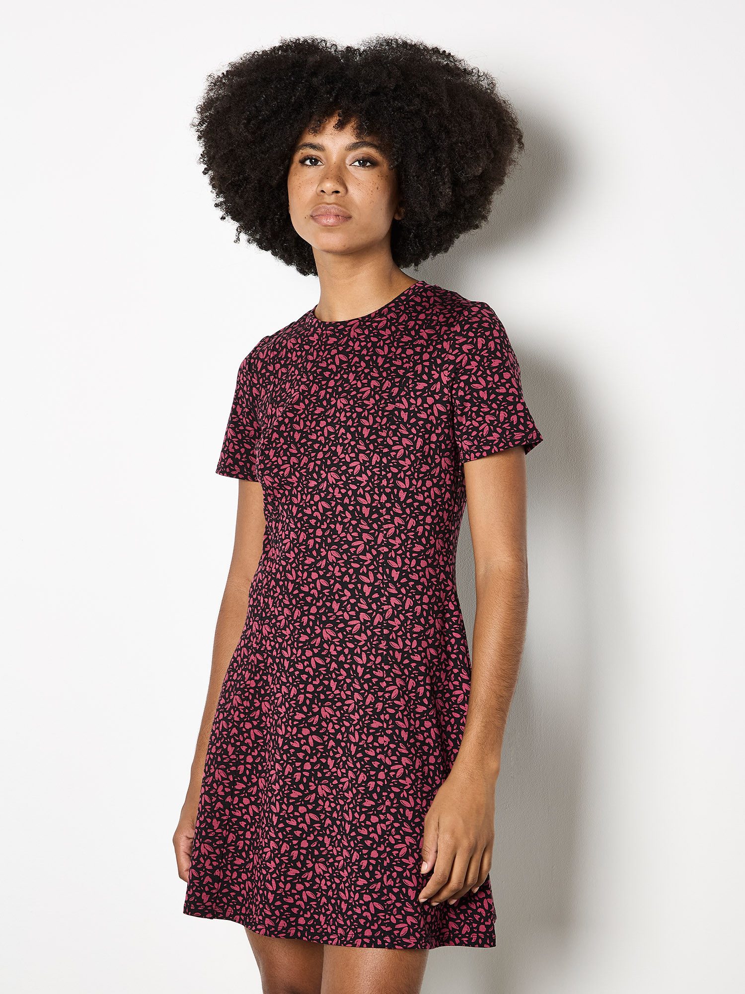 Apricot Druckkleid Minikleid mit schwingendem Rock günstig online kaufen