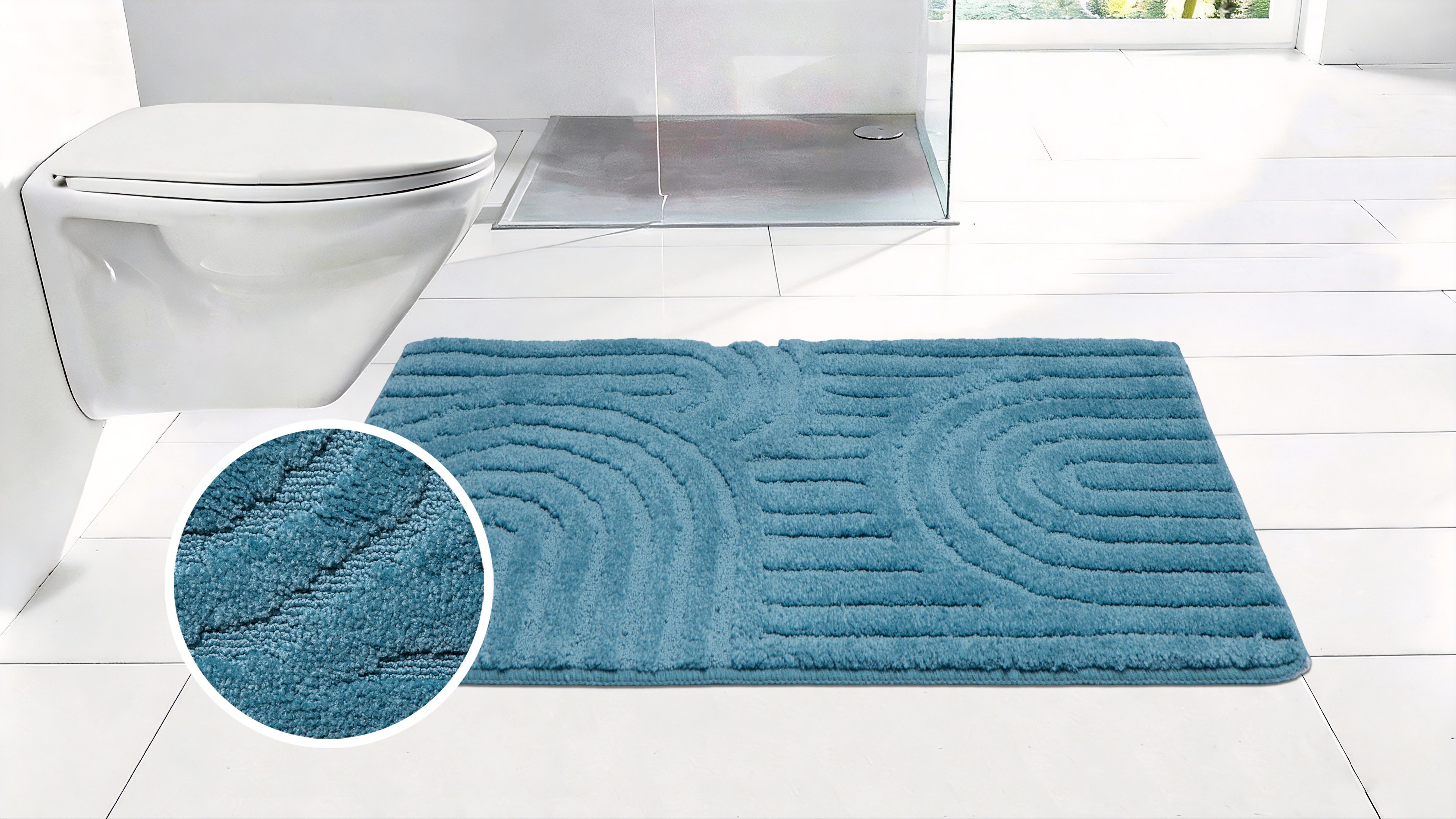 OTTO home Badematte Zen, Badvorleger, Badezimmer Teppich, Duschvorleger, Höhe 10 mm, rutschhemmend beschichtet, schnell trocknend, fußbodenheizungsgeeignet, Polyester, rechteckig, Uni Farben, Hoch-Tief-Effekt, modernes Muster, Zen