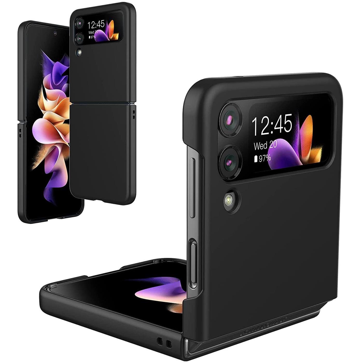 CoolGadget Handyhülle Black Series Handy Hülle für Samsung Galaxy Z Flip 4 6,7 Zoll, Edle Silikon Schlicht Robust Schutzhülle für Galaxy Z Flip 4 Hülle