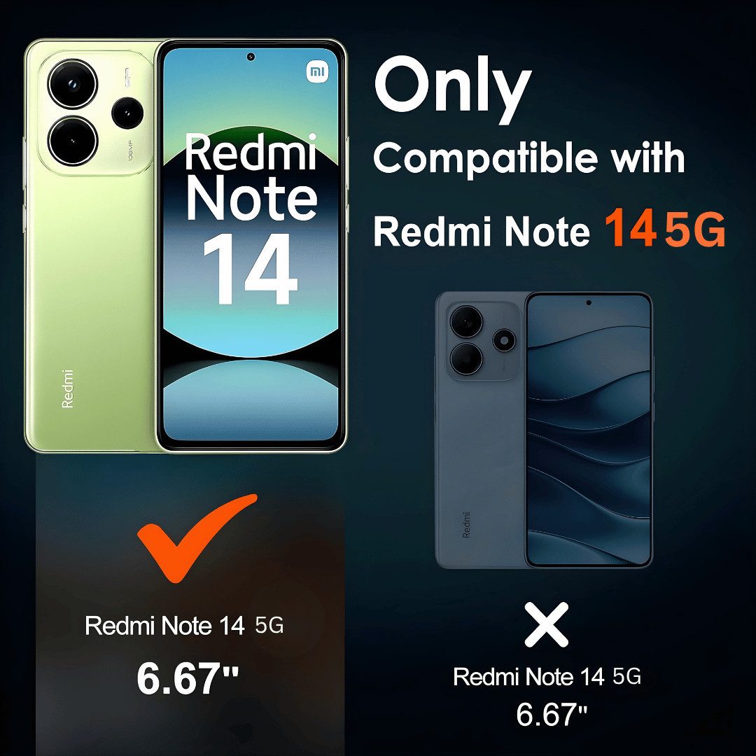 SmartUP Smartphone-Hülle + 2X Schutzglas für Xiaomi Redmi Note 14 5G Panzerfolie Display Case 6,67 Zoll, kompletter Rundumschutz – Bild 2 von 5