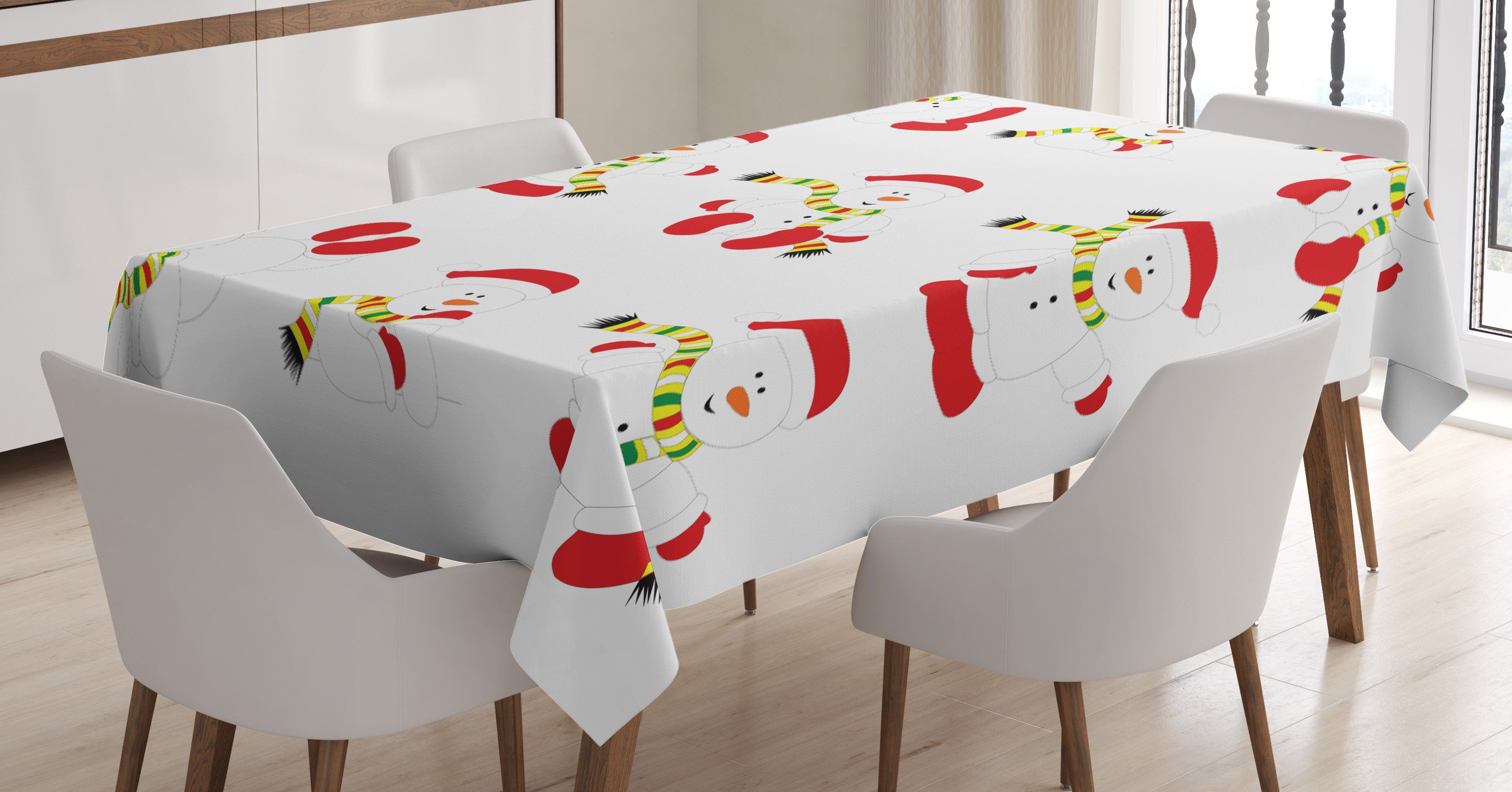Abakuhaus Tischdecke Farbfest Waschbar Für den Außen Bereich geeignet Klare Farben, Weihnachten Schneemann mit Schale