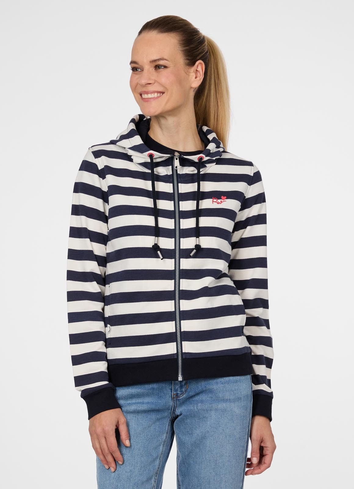 Ragwear Kapuzensweatjacke PARYA STRIPES aus Baumwollmischung, normale Passform, mit Reißverschluss