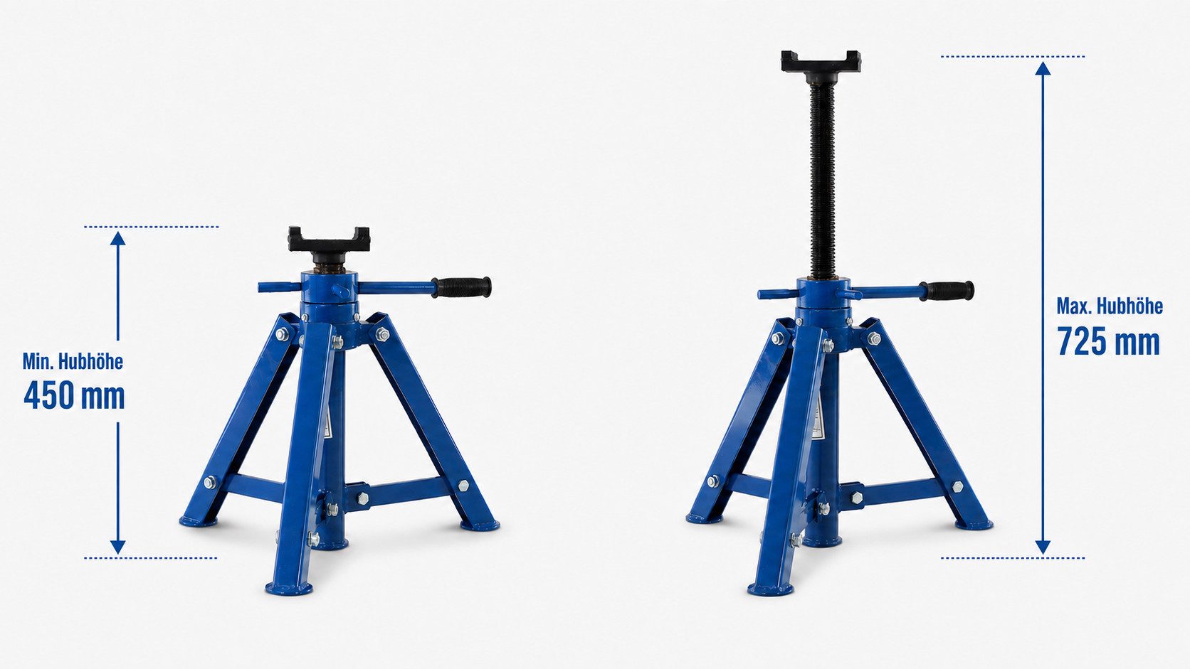 Bituxx Unterstellbock mit Gewindeverstellung 450-725mm, 12000 kg max. Belastbarkeit, (1-St., MS-20012) – Bild 3 von 5