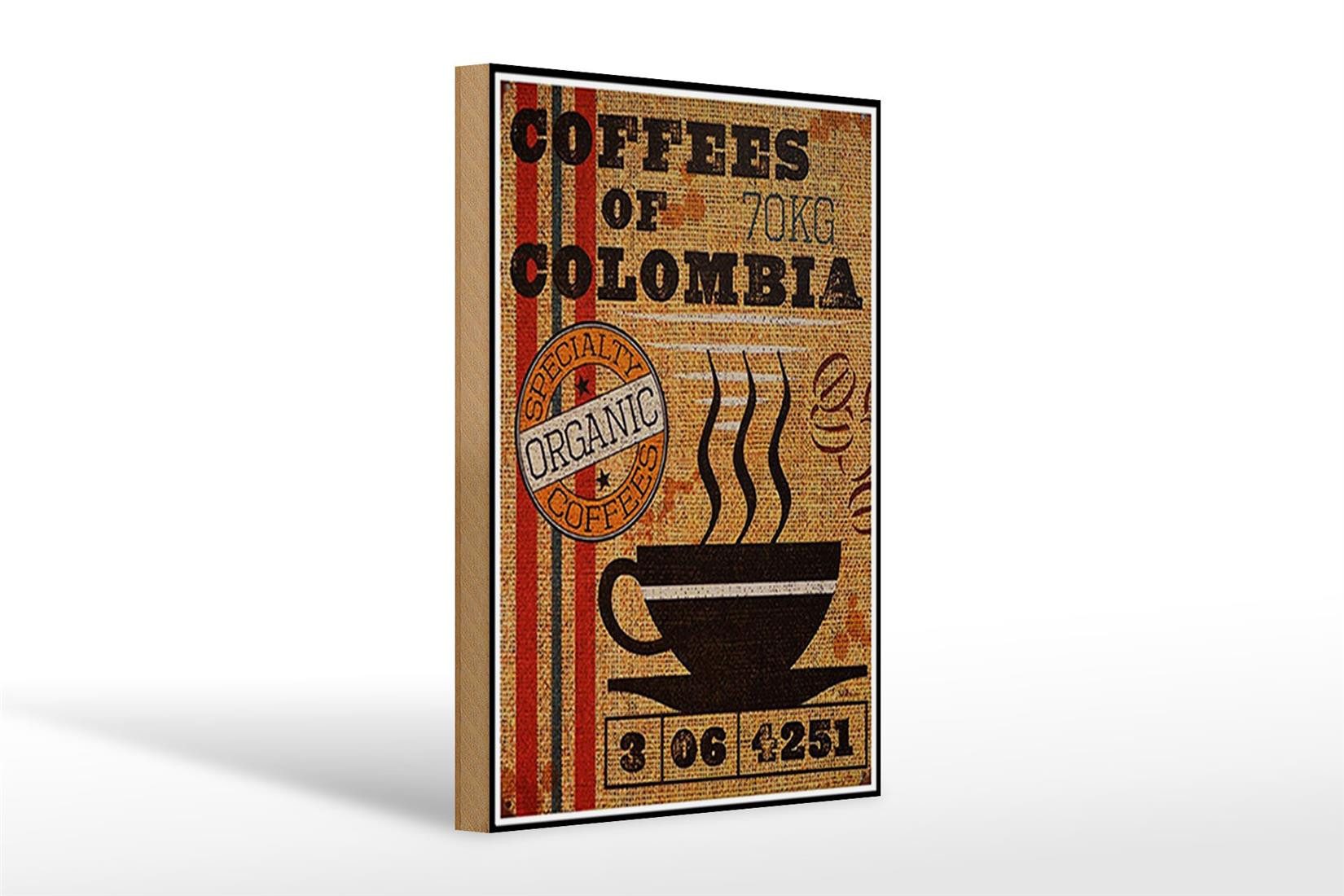 Holzbild Kaffee 20x30cm coffees colombia organic coffee