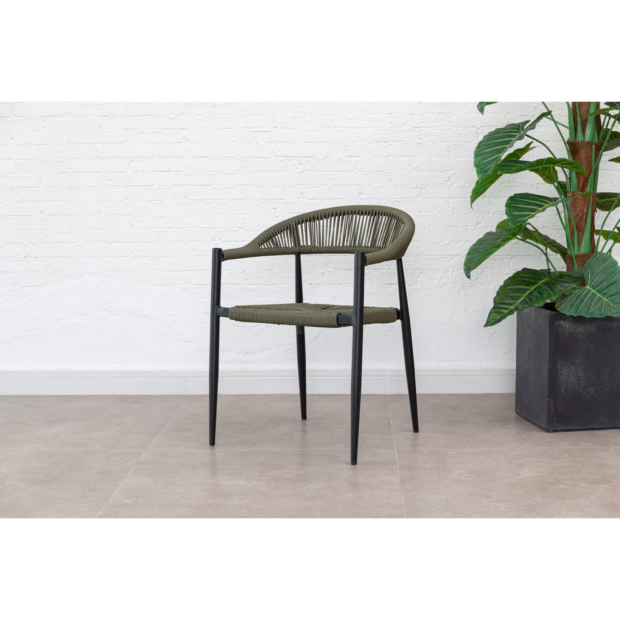 MANDALIKA Garden Gartensessel 4er Set Aluminium / Polyrope Cord Dining Stapelsessel Luis