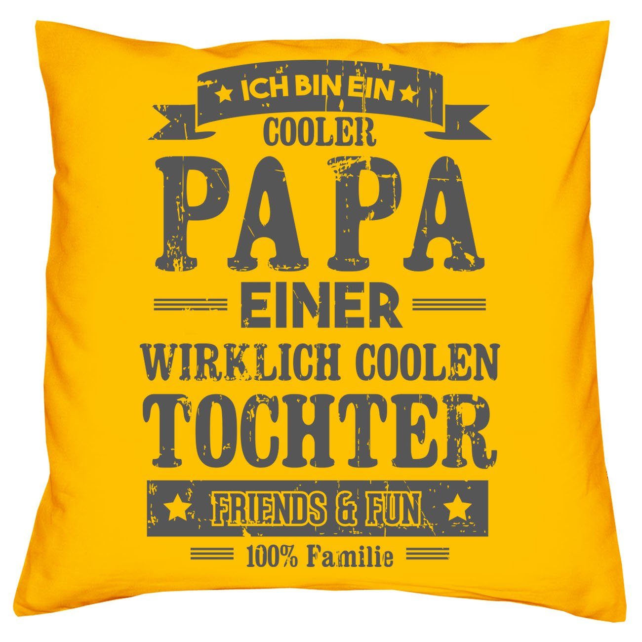 Bier mit Spruch, gelb Kissen Geschenkidee Socken und Weihnachtsgeschenk einer Papa Cooler Dekokissen Tochter Soreso®