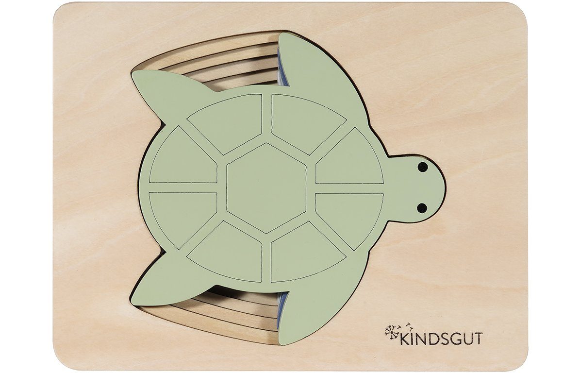 KINDSGUT Puzzle, 5 Puzzleteile, Tier-Puzzle, Holz-Puzzle, Baby, Lern-Spiel, Schildkröte, Kinder-Puzzle