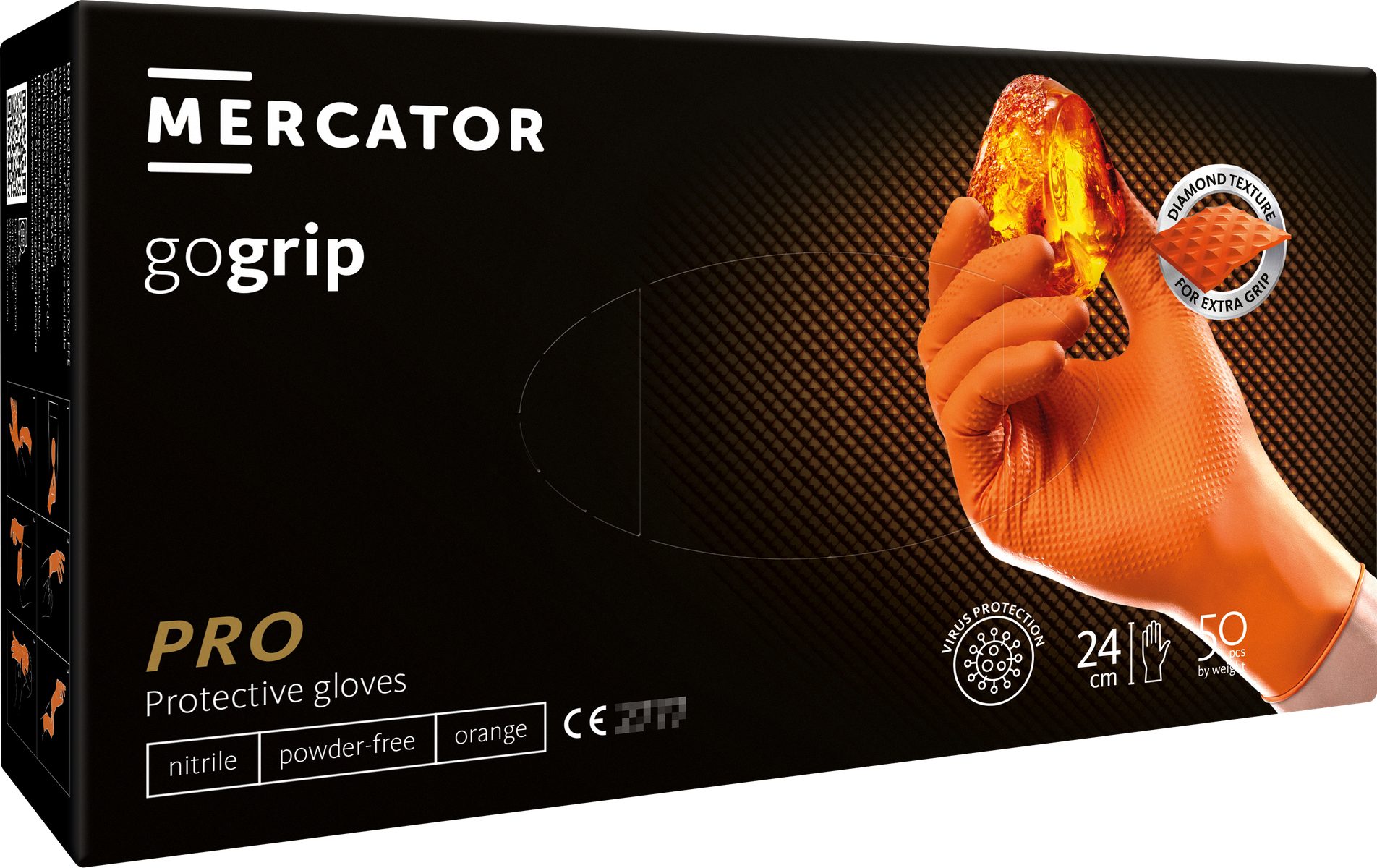 MERCATOR MEDICAL Einweghandschuhe MERCATOR gogrip black Orange