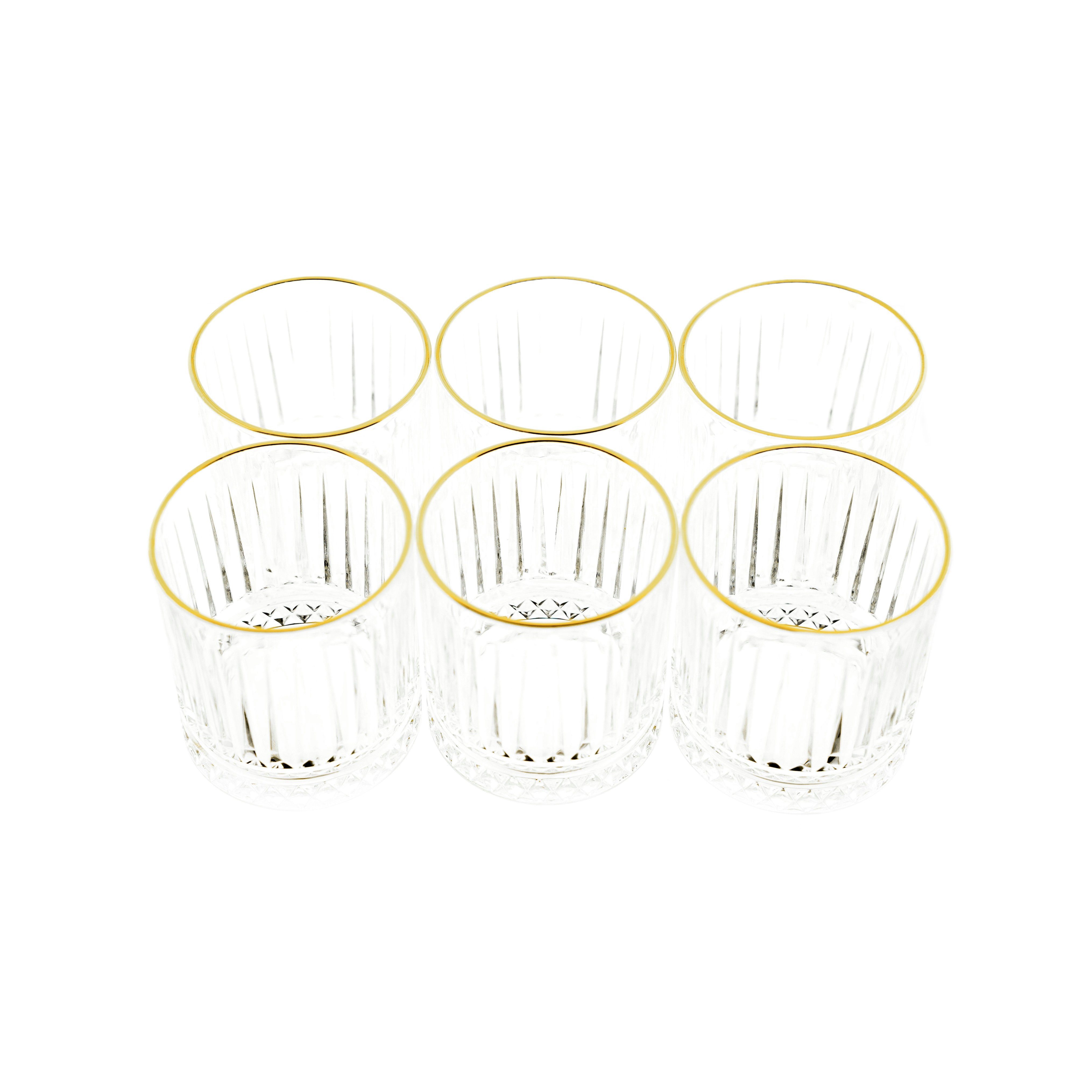 Almina Glas Elisa 6 Tlg. Set mit Goldumrandung und Riffle Design 330 ml, 6-tlg. – Bild 3 von 4