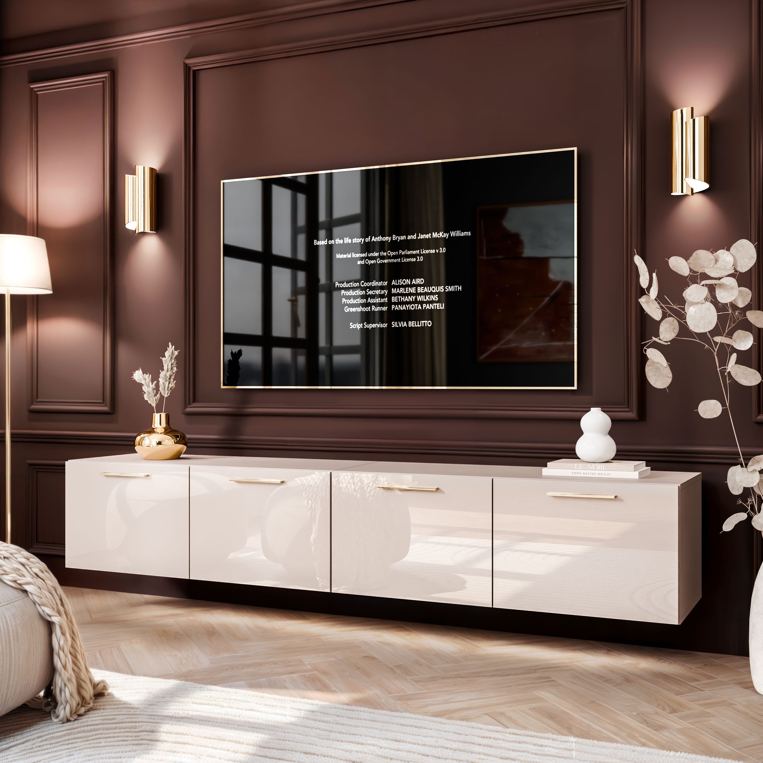 Lookway TV-Schrank AURA KASCHMIR GLOSS 200 cm Hängeschrank mit Led Beluchtu günstig online kaufen