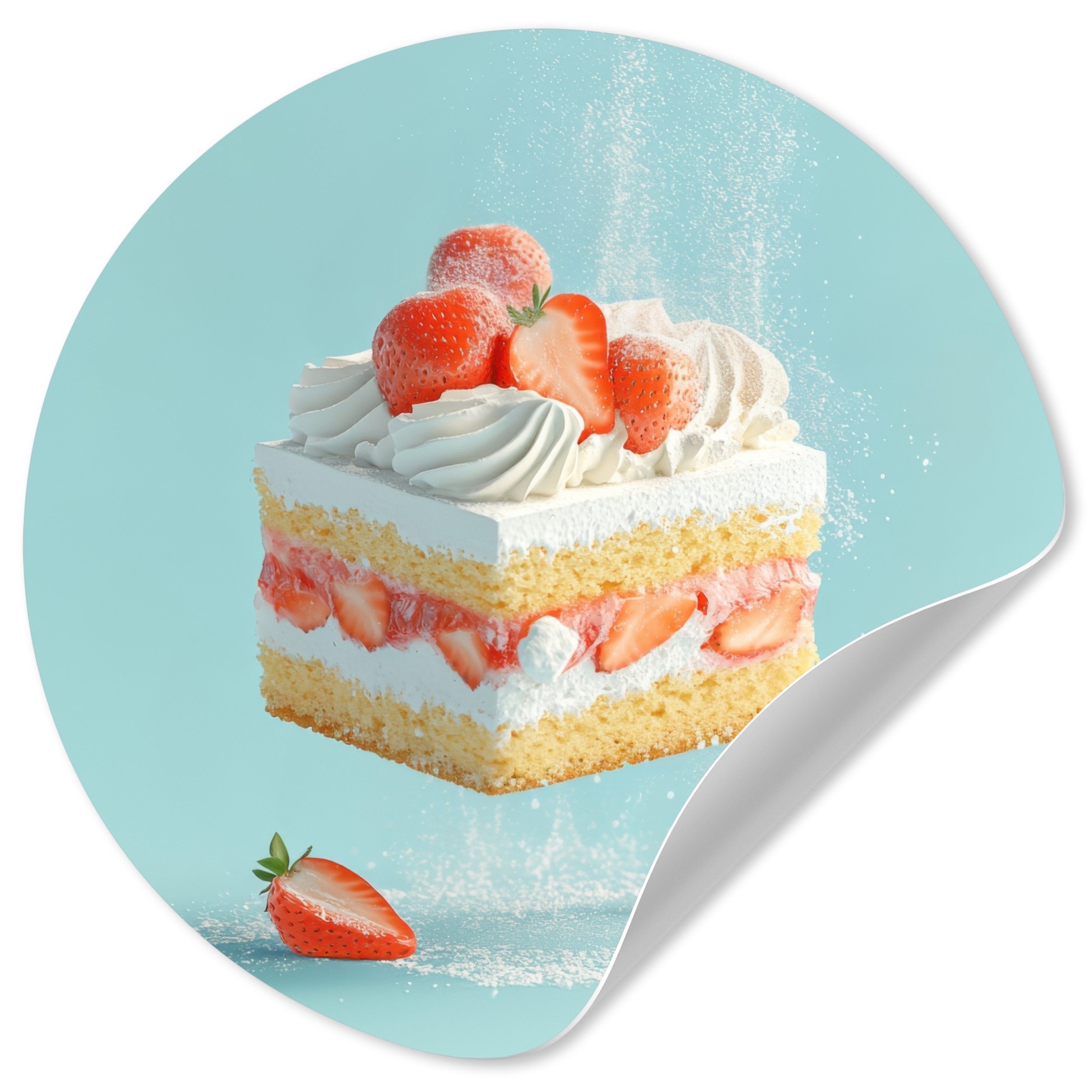 MuchoWow Wandsticker Schlagsahne – Torte – Blau – Lebensmittel (1 St), Wandtatto