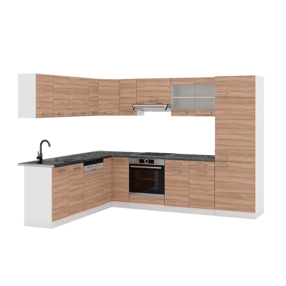 Vicco Winkelküche R-Line, Sonoma/Weiß, 287 x 227 cm, AP Anthrazit