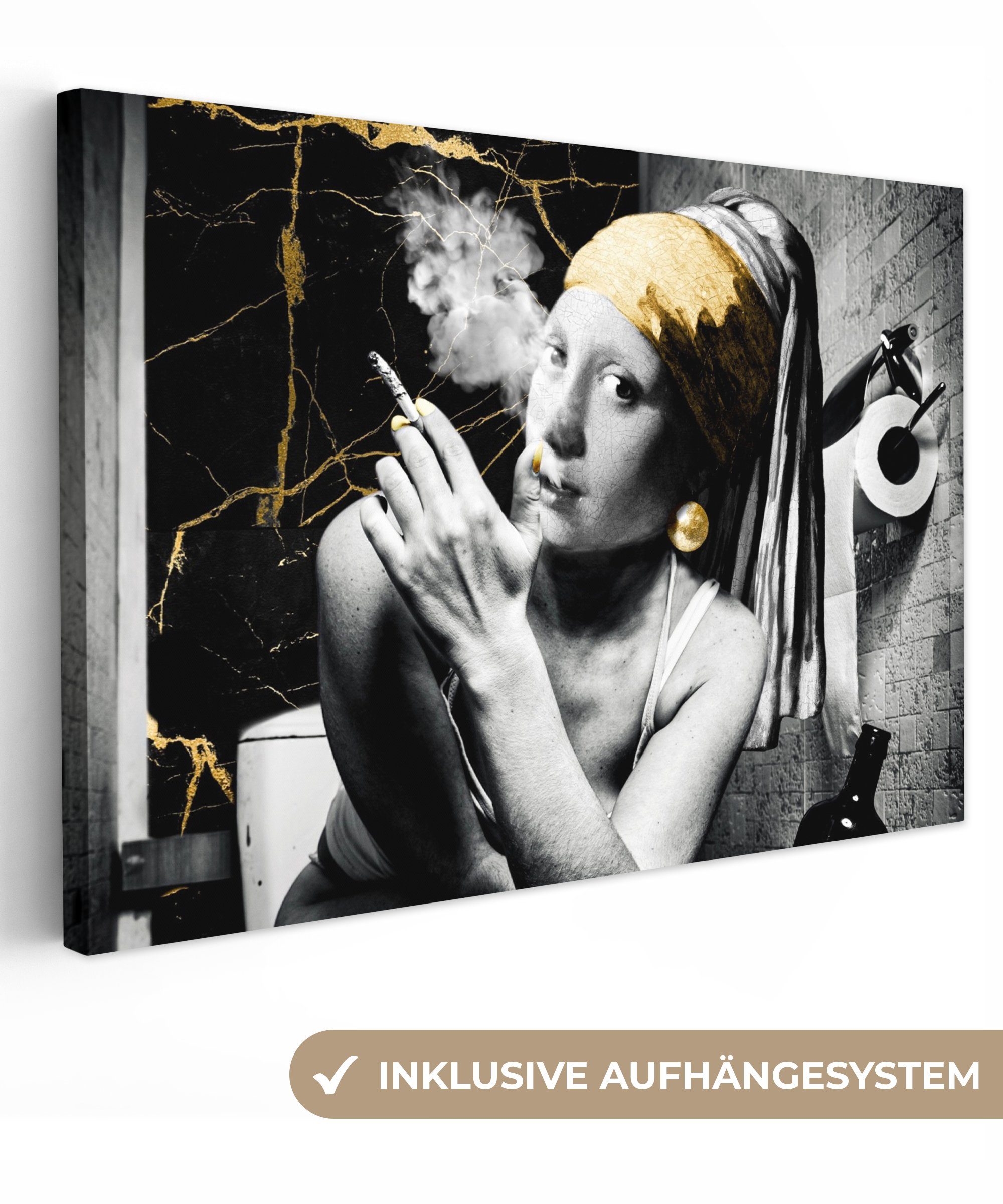 OneMillionCanvasses® Leinwandbild Marmoroptik - Mädchen mit günstig online kaufen