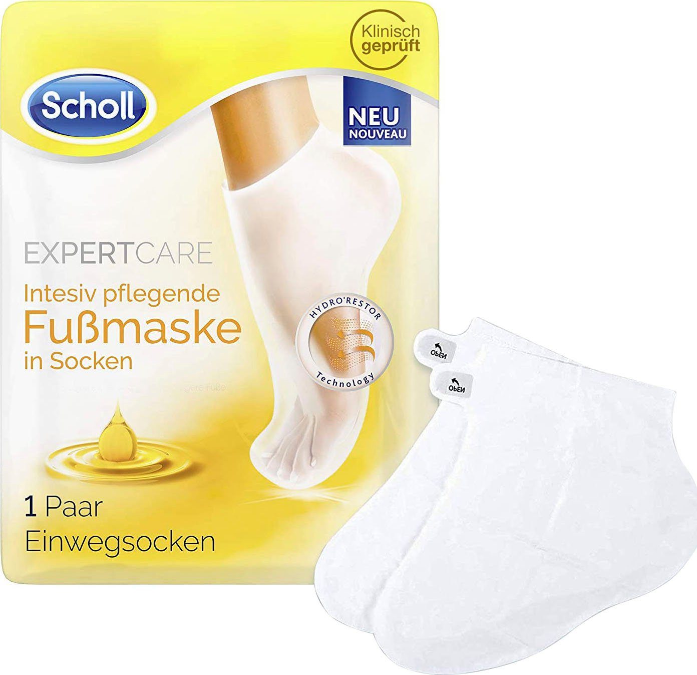 Scholl Fußmaske ExpertCare, mit 3 wertvollen Ölen in Socken intensiv pflegend | Fußmasken
