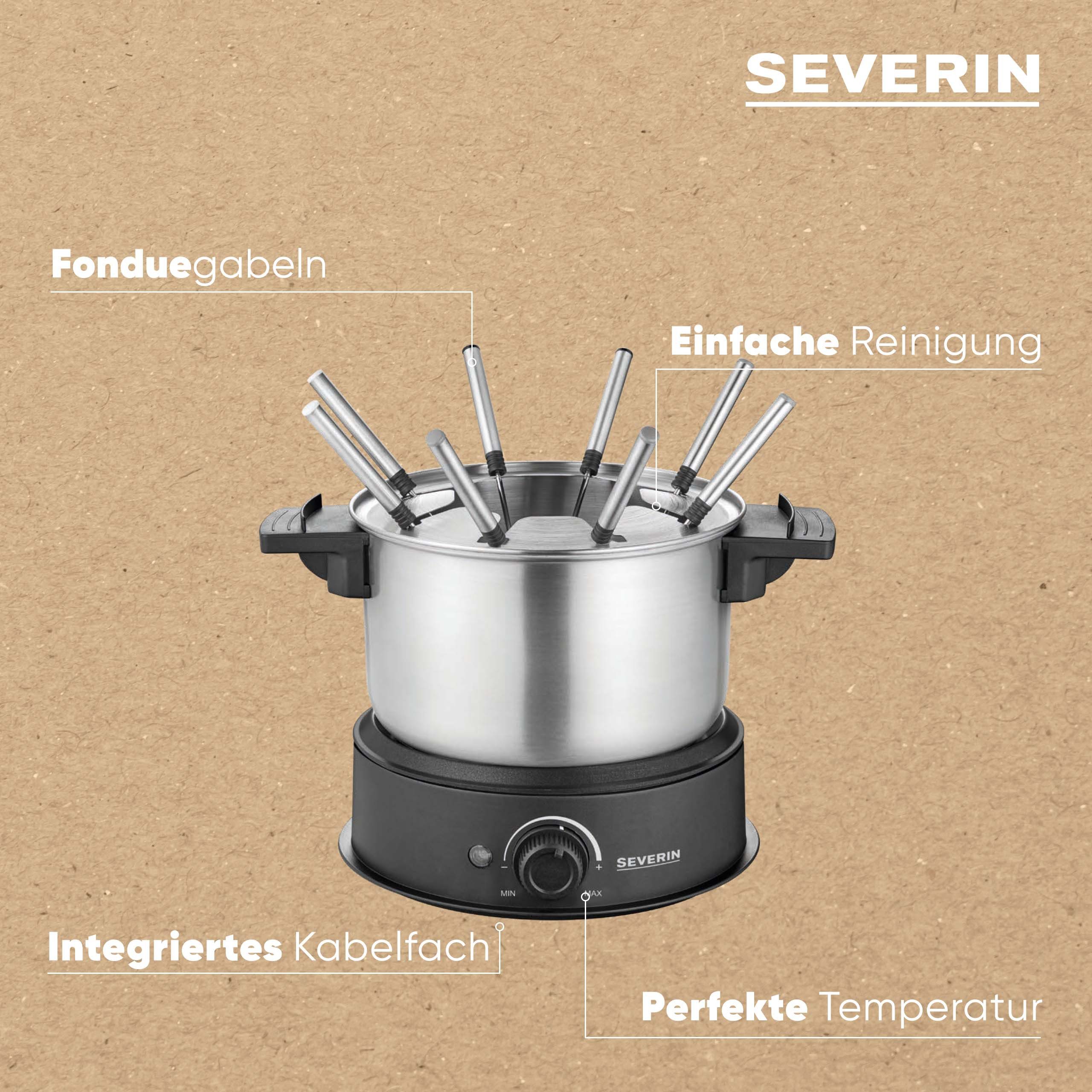 Severin Elektro-Fondue FO2470, 4 Fonduegabeln, 1,4 l