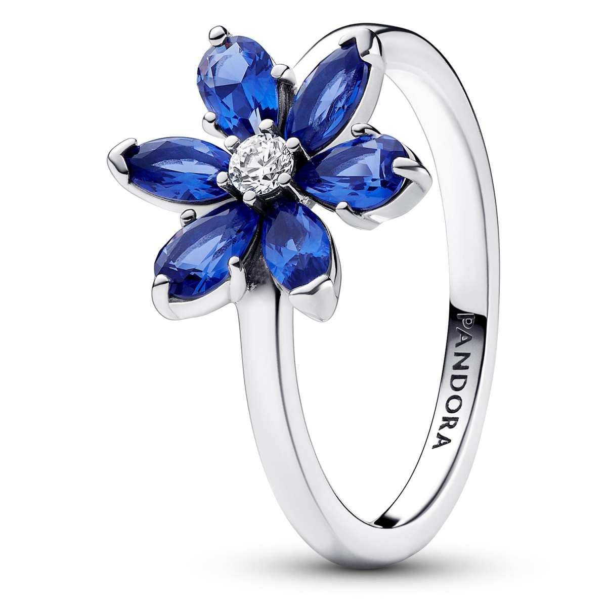 Pandora Silberring 193000C01, für Damen-Ring Funkelndes Herbarium Blau