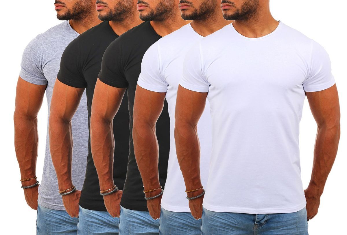 Young & Rich T-Shirt Herren Uni Basic rundhals Ausschnitt Unterziehshirt 1701 Rundhalsauschnitt unifarben kurzarm regular fit