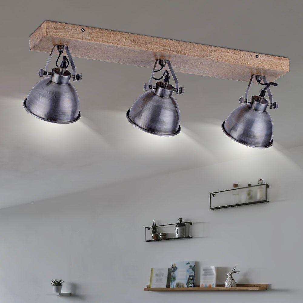 etc-shop LED Deckenleuchte, Leuchtmittel nicht inklusive, Decken Leuchte Wohn Ess Zimmer Wand Spot Strahler Holz
